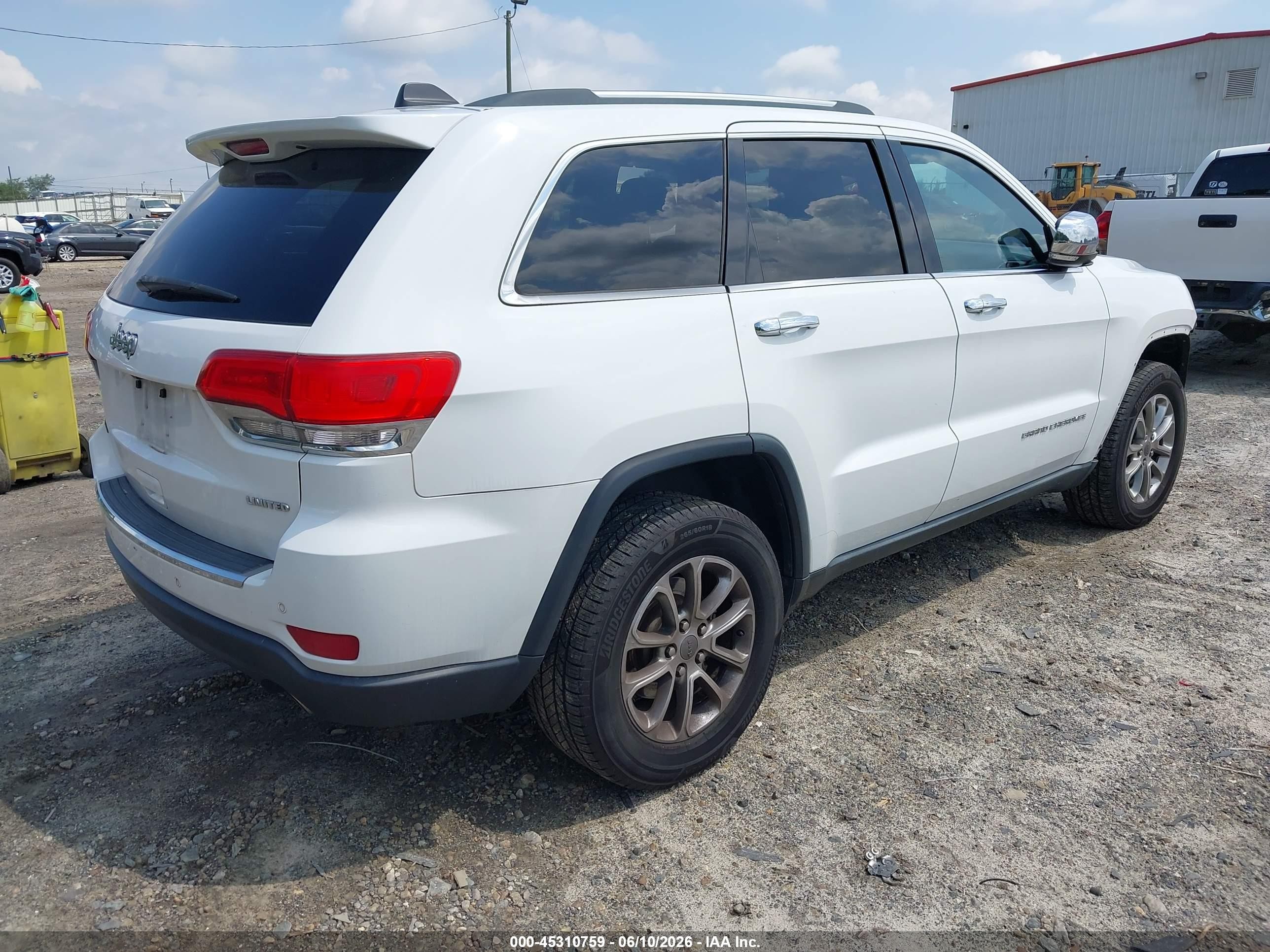 2015 Jeep Grand Cherokee Limited White vin: 1C4RJEBG1FC727506