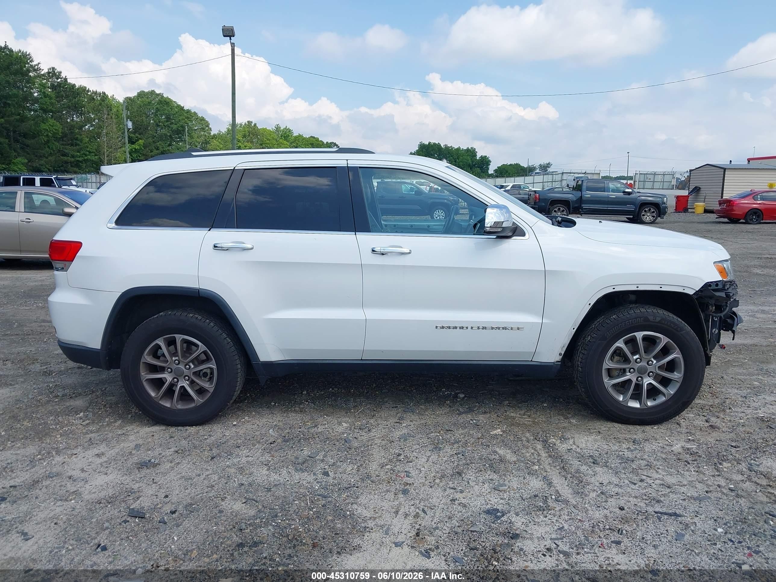 2015 Jeep Grand Cherokee Limited White vin: 1C4RJEBG1FC727506