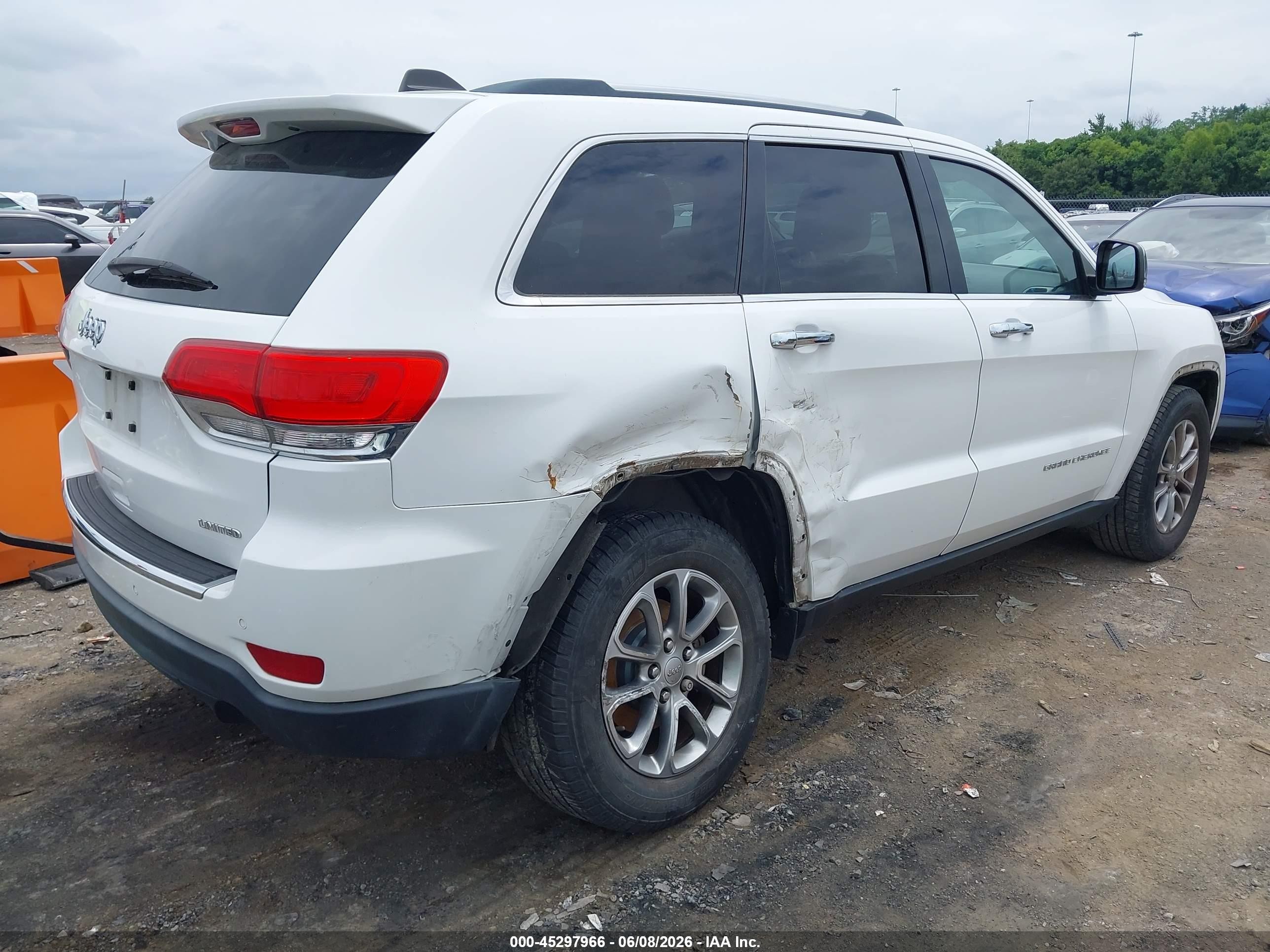 2014 Jeep Grand Cherokee Limited White vin: 1C4RJEBG2EC529161