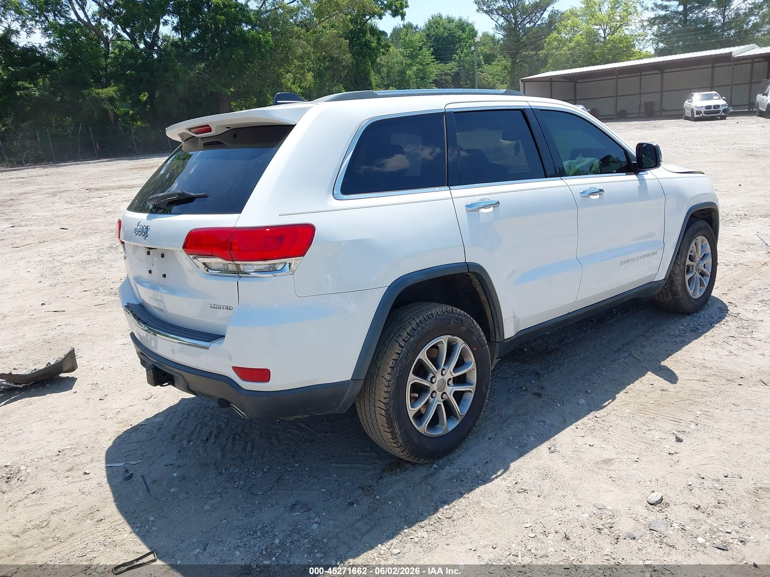 2015 Jeep Grand Cherokee Limited White vin: 1C4RJEBG2FC740152