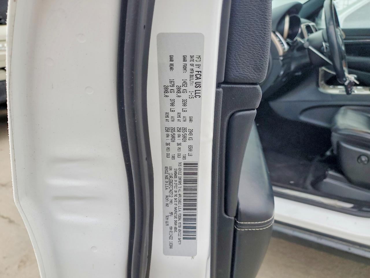 2015 Jeep Grand Cherokee Limited White vin: 1C4RJEBG2FC742712