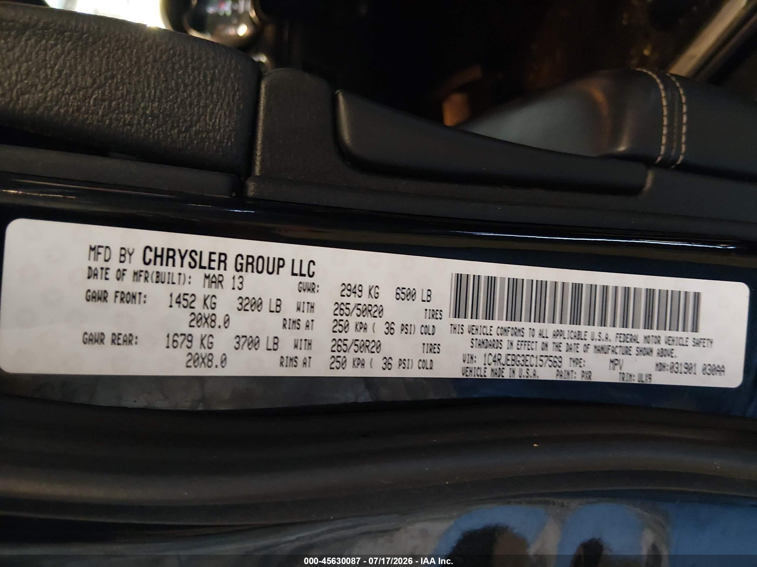 2014 Jeep Grand Cherokee Limited Black vin: 1C4RJEBG3EC157569