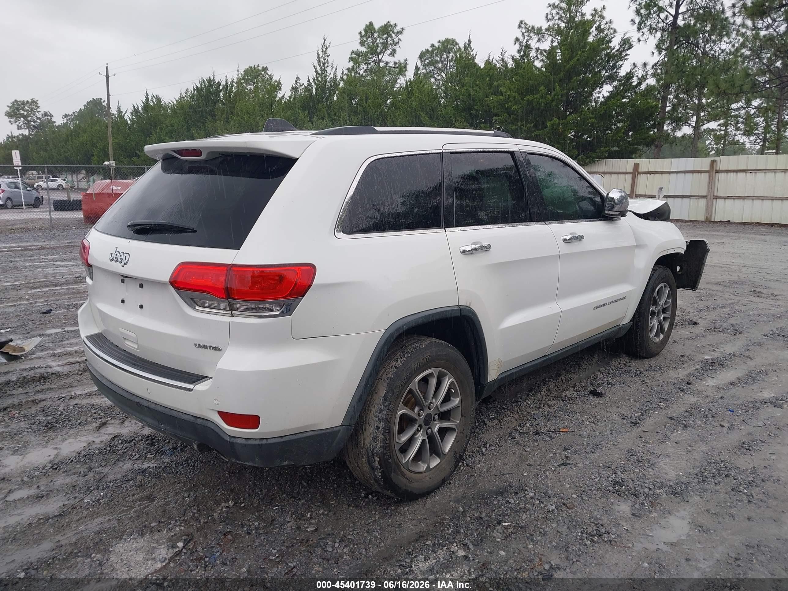 2014 Jeep Grand Cherokee Limited White vin: 1C4RJEBG3EC437816
