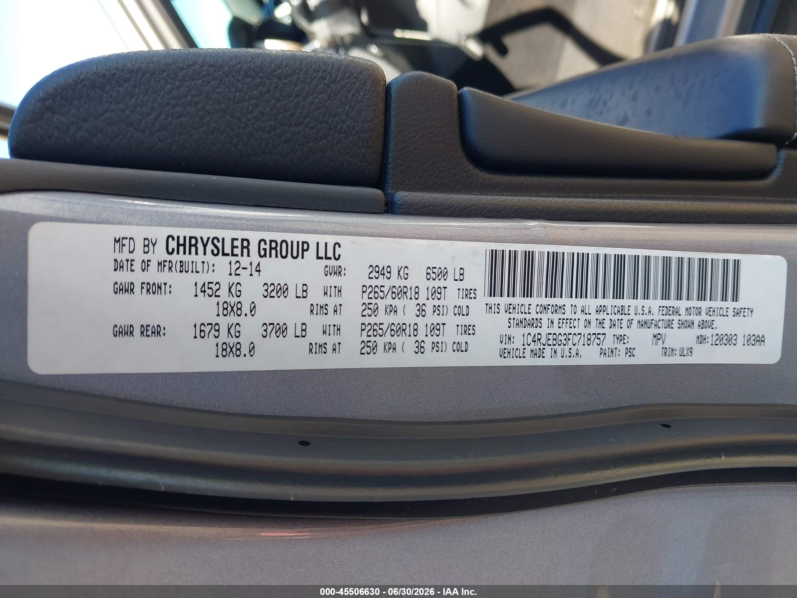 2015 Jeep Grand Cherokee Limited Gray vin: 1C4RJEBG3FC718757