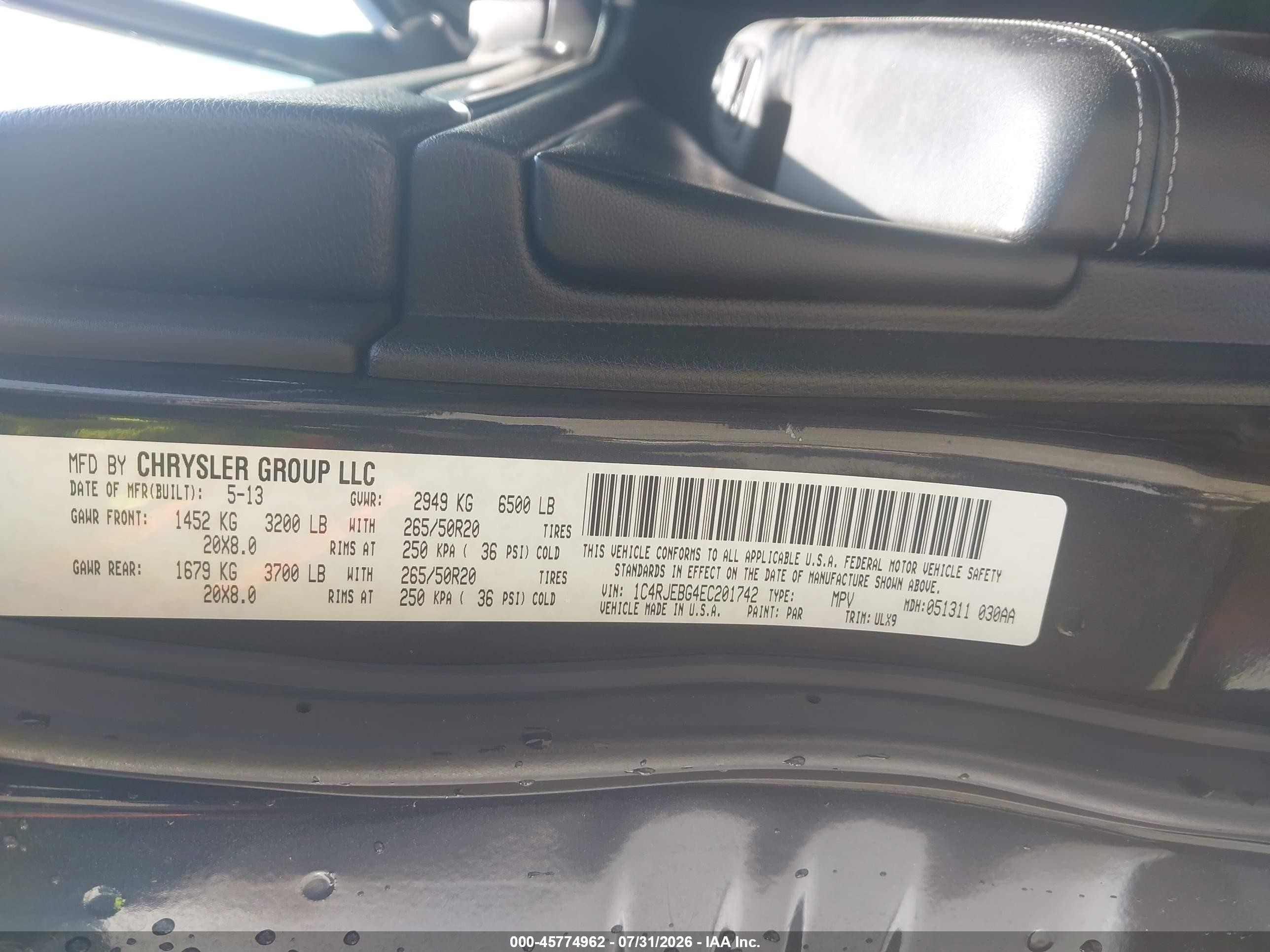 2014 Jeep Grand Cherokee Limited Navy vin: 1C4RJEBG4EC201742