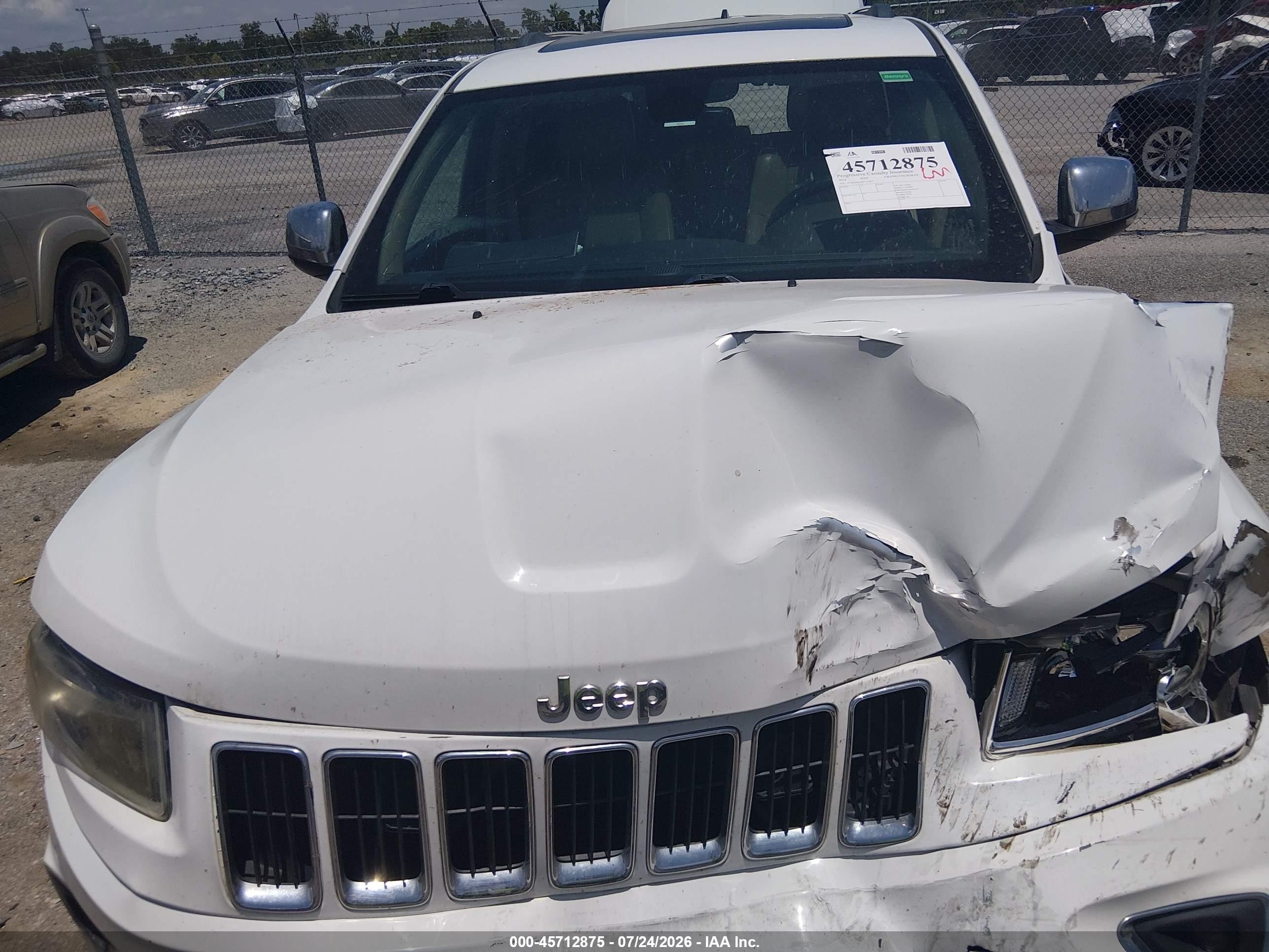 2014 Jeep Grand Cherokee Limited White vin: 1C4RJEBG4EC519831