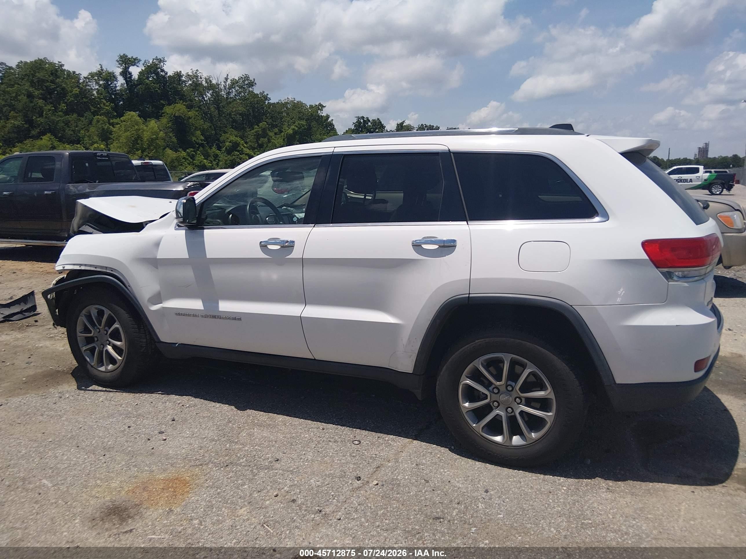 2014 Jeep Grand Cherokee Limited White vin: 1C4RJEBG4EC519831