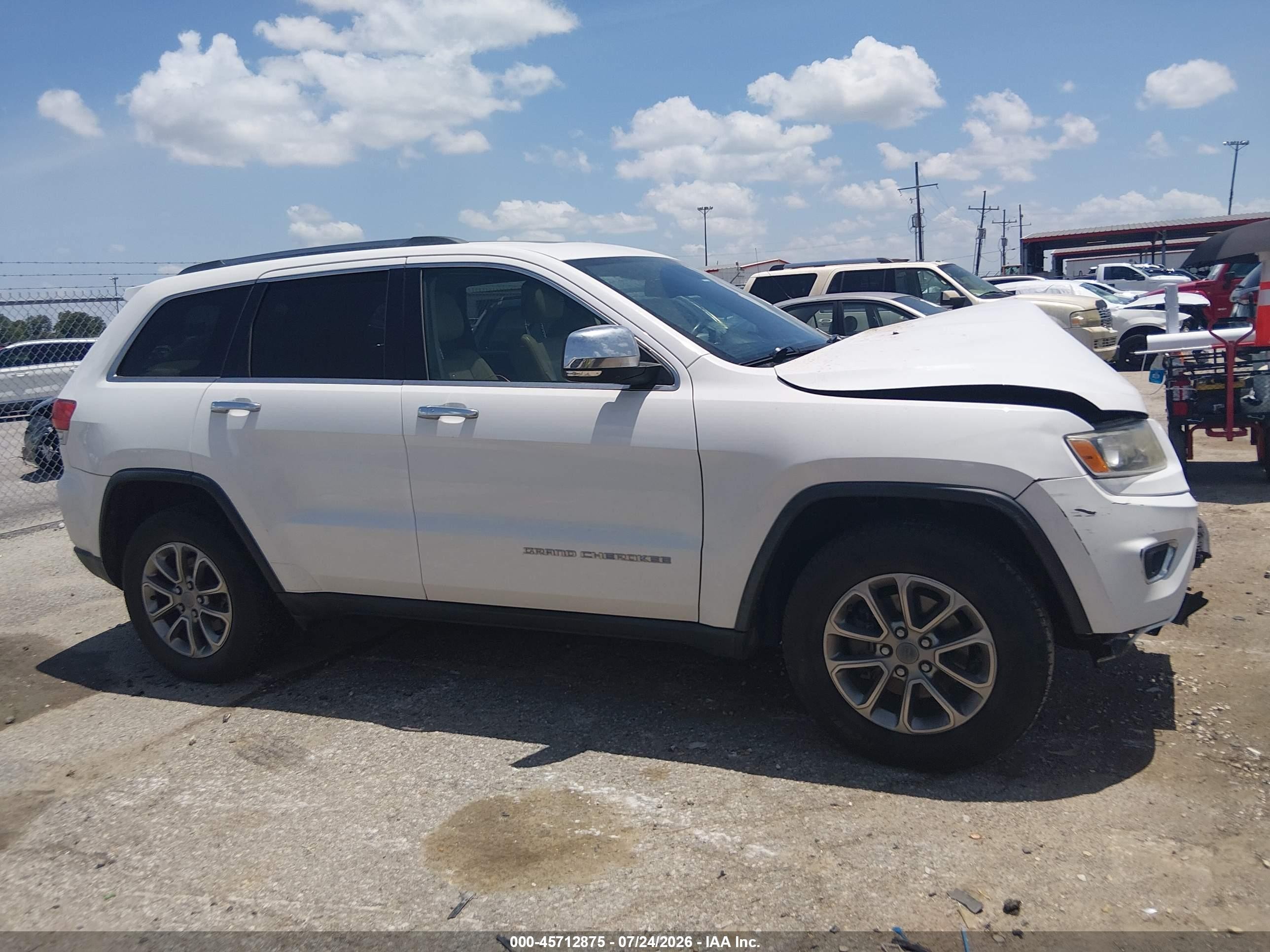 2014 Jeep Grand Cherokee Limited White vin: 1C4RJEBG4EC519831