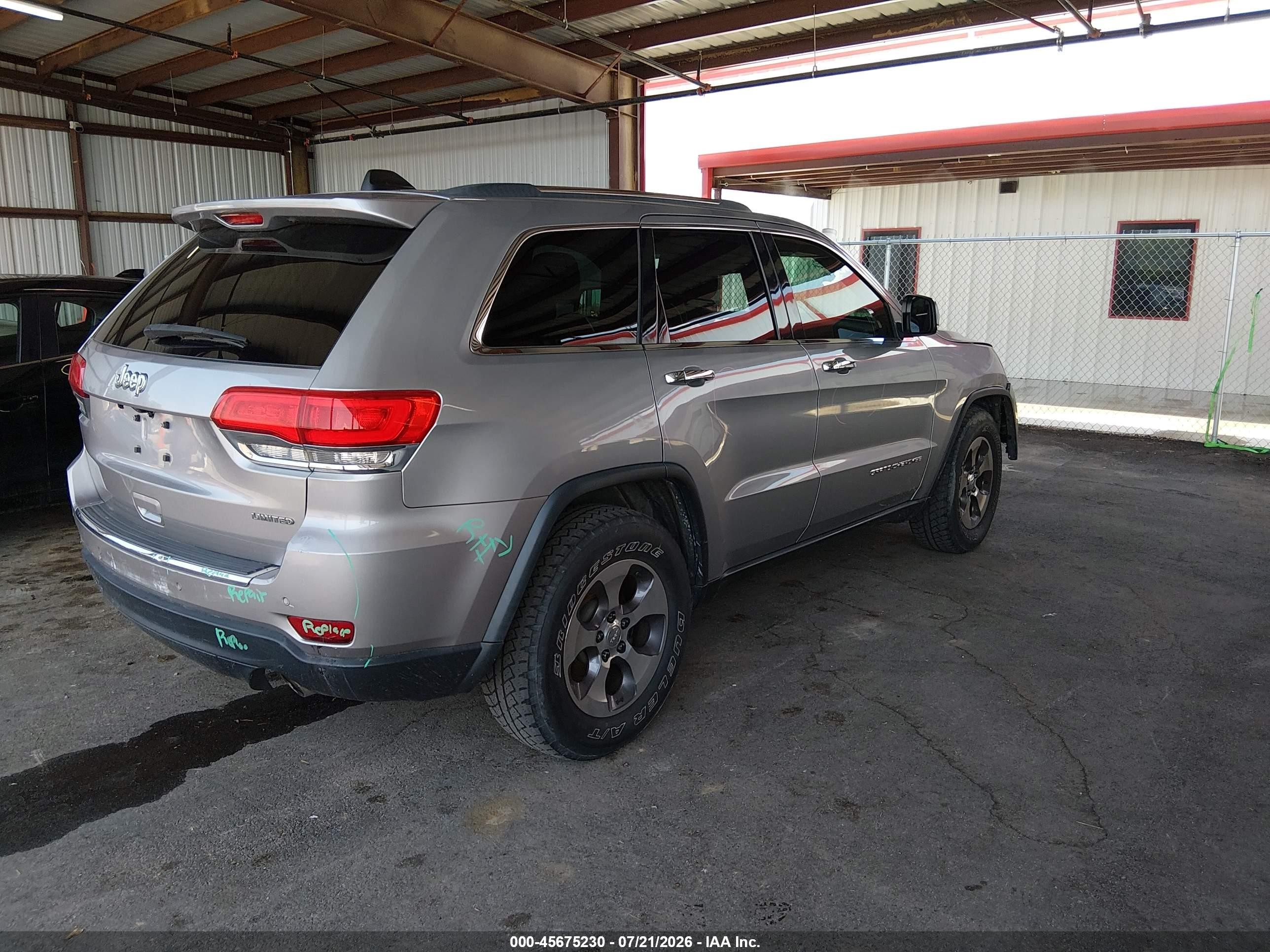 2014 Jeep Grand Cherokee Limited Серый vin: 1C4RJEBG4EC573646