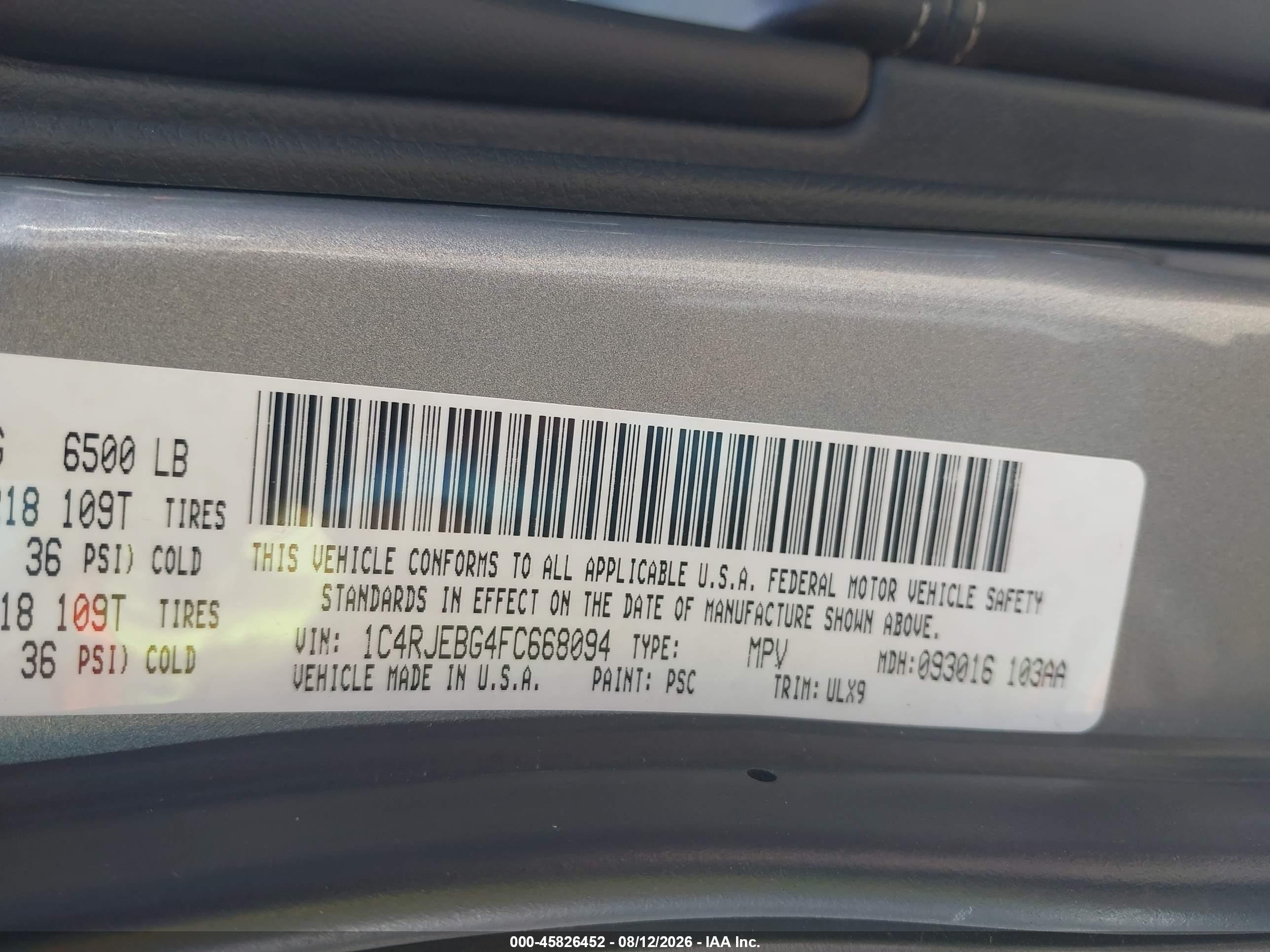 2015 Jeep Grand Cherokee Limited Silver vin: 1C4RJEBG4FC668094
