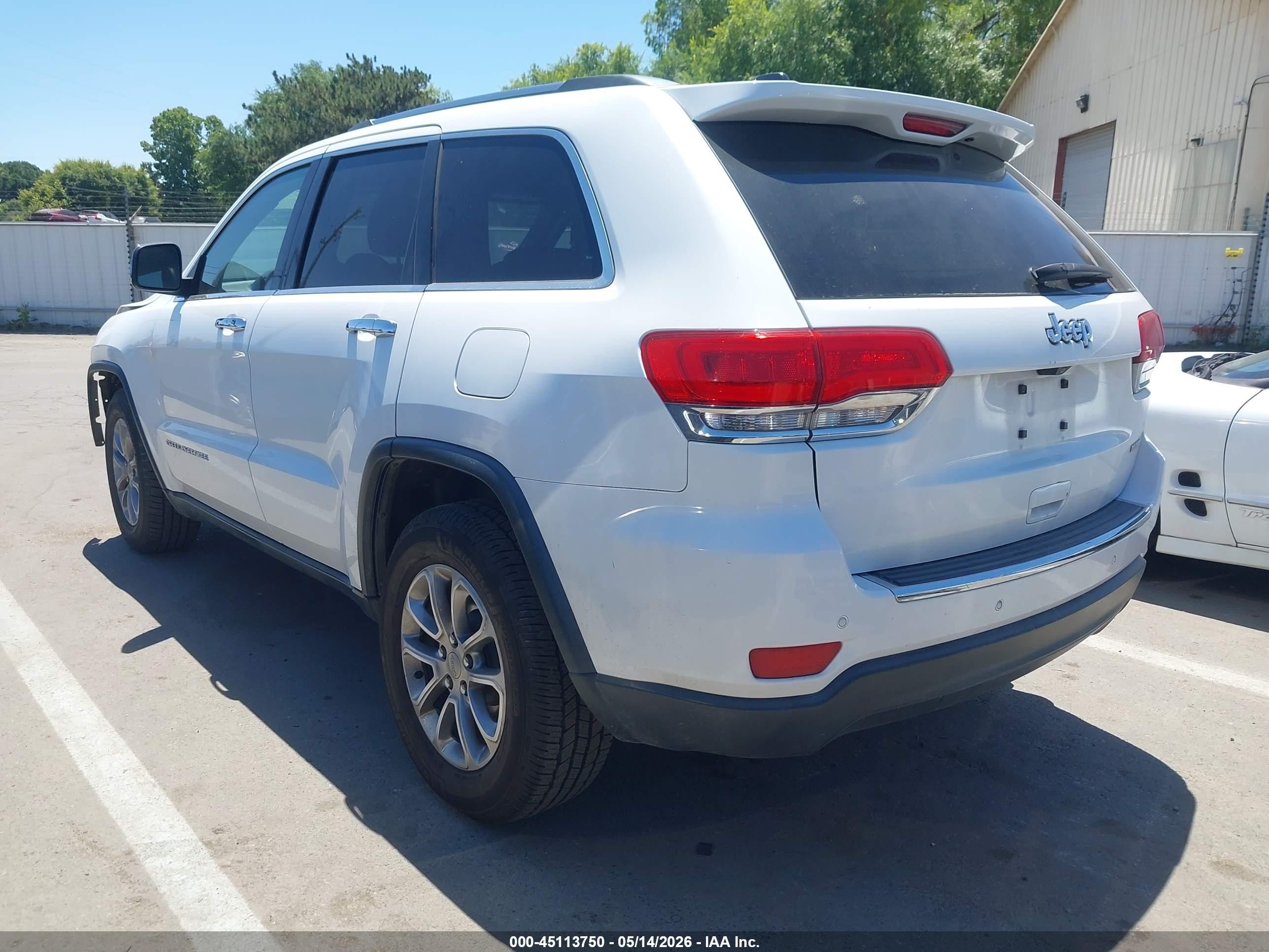 2015 Jeep Grand Cherokee Limited White vin: 1C4RJEBG4FC682870