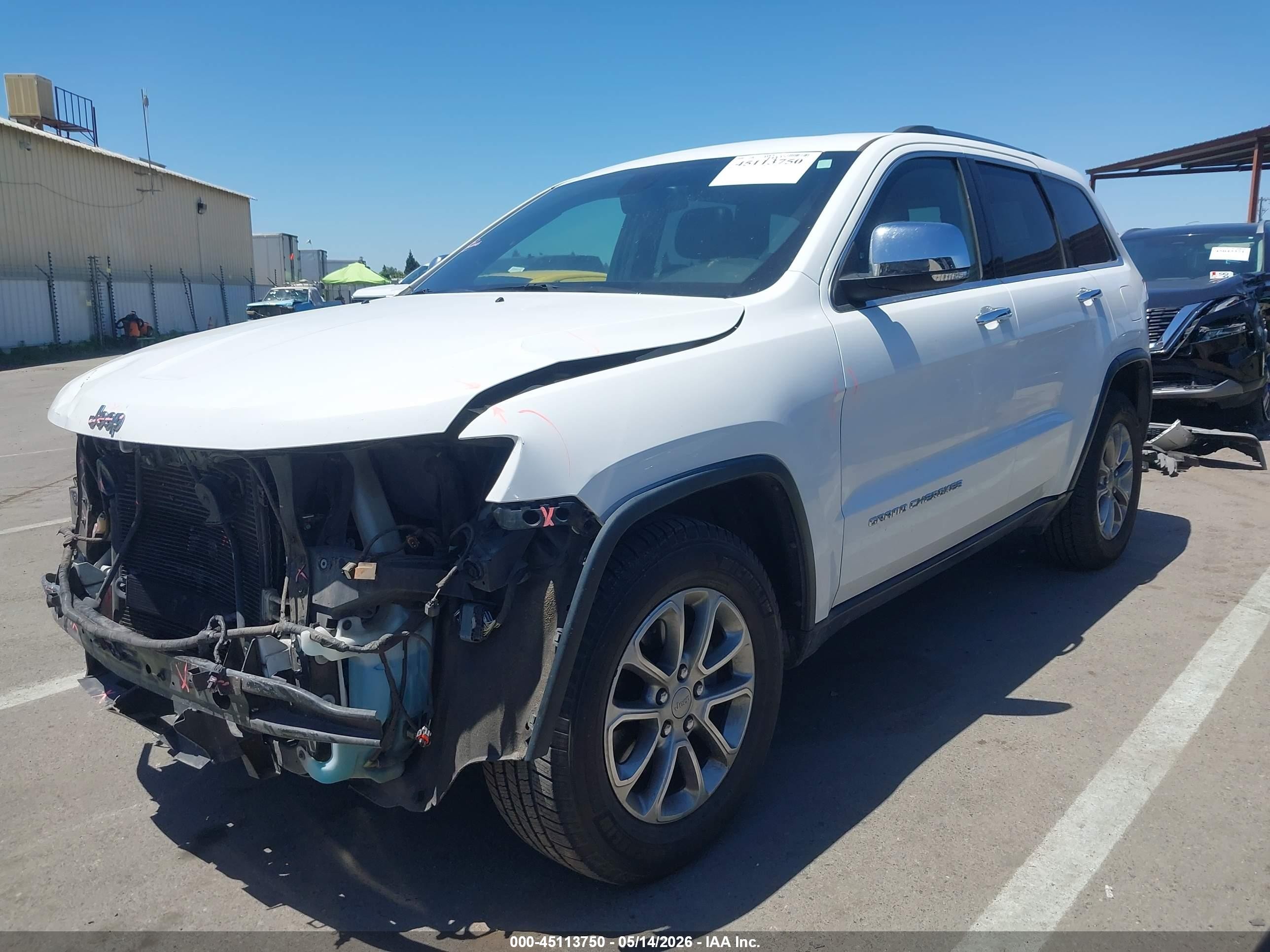 2015 Jeep Grand Cherokee Limited White vin: 1C4RJEBG4FC682870