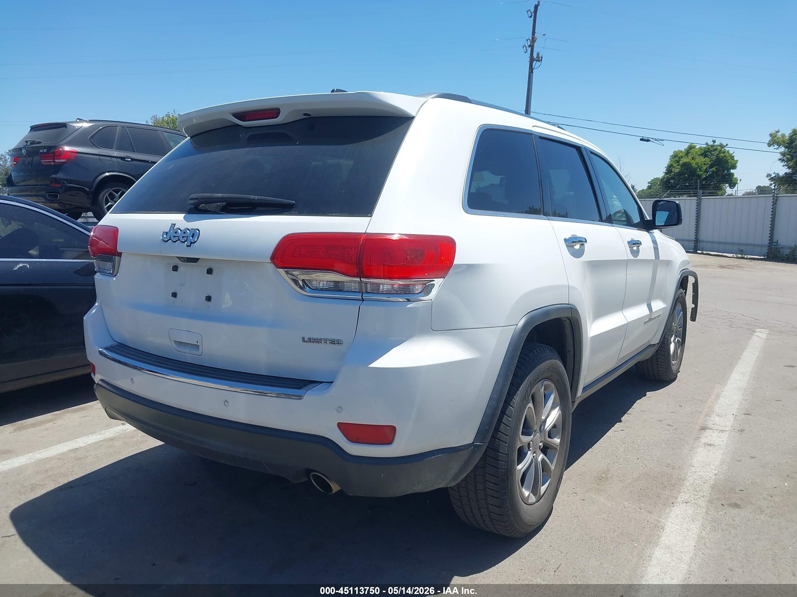 2015 Jeep Grand Cherokee Limited White vin: 1C4RJEBG4FC682870