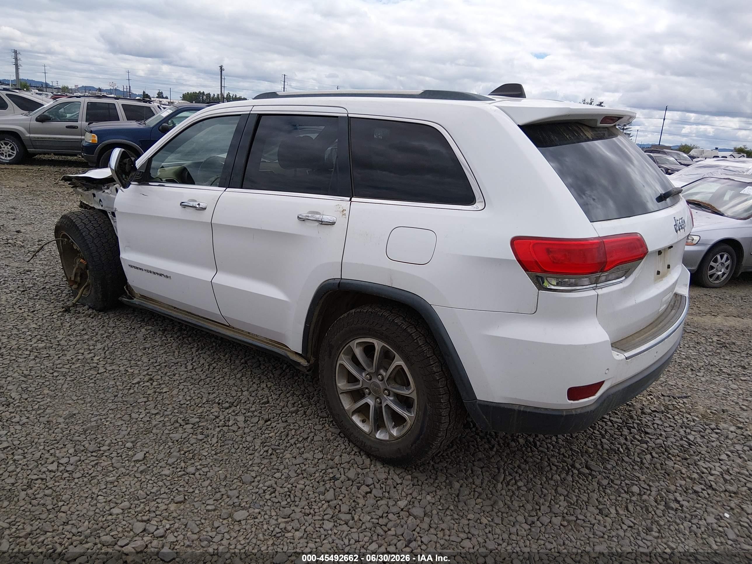 2015 Jeep Grand Cherokee Limited White vin: 1C4RJEBG5FC635279