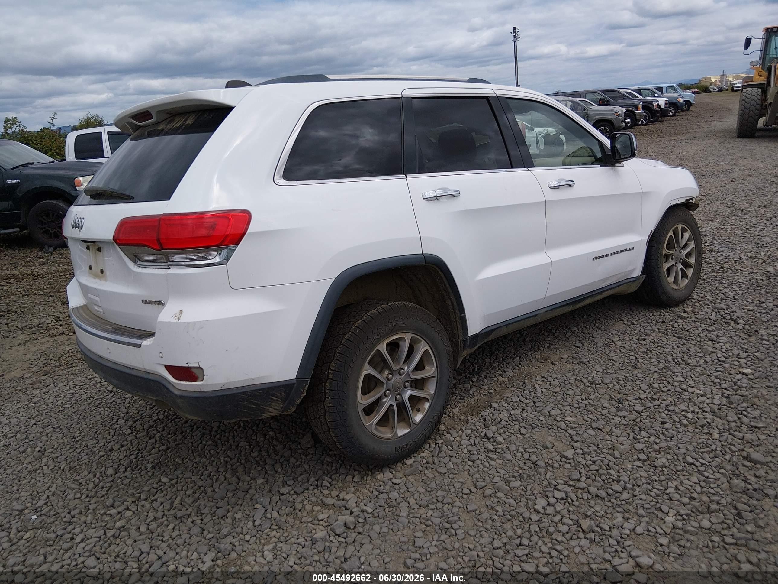 2015 Jeep Grand Cherokee Limited White vin: 1C4RJEBG5FC635279