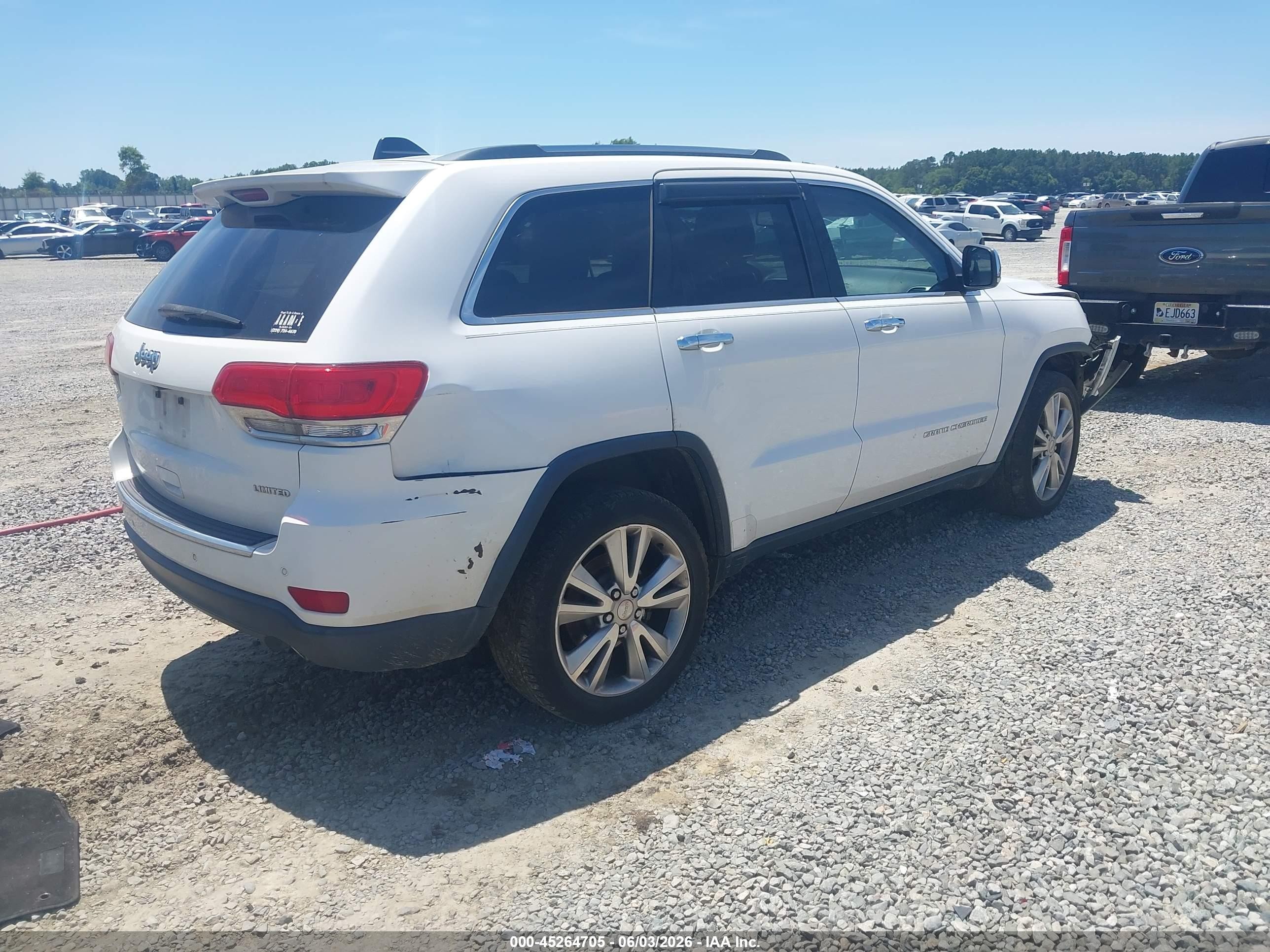 2015 Jeep Grand Cherokee Limited White vin: 1C4RJEBG5FC765448