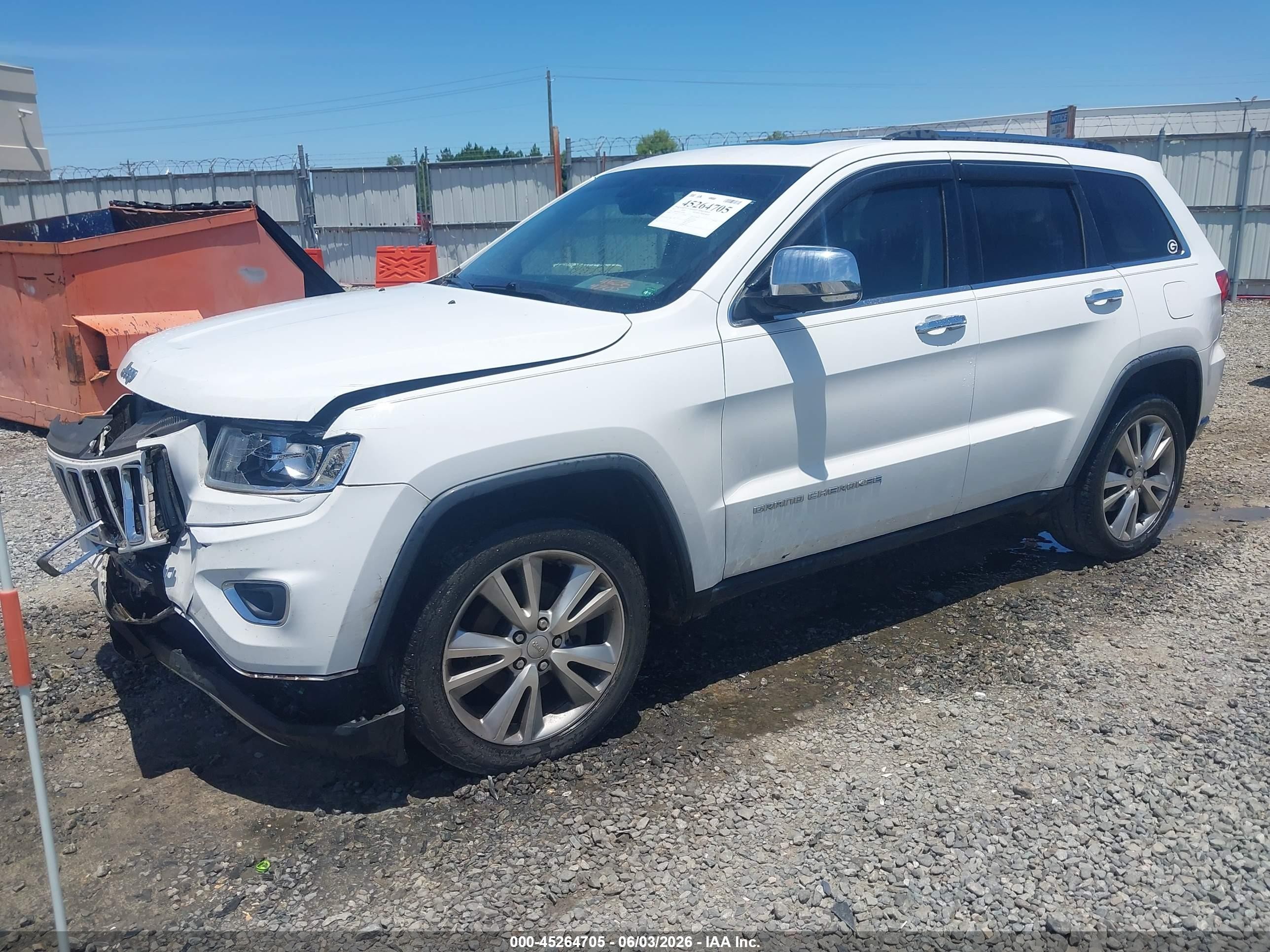 2015 Jeep Grand Cherokee Limited White vin: 1C4RJEBG5FC765448