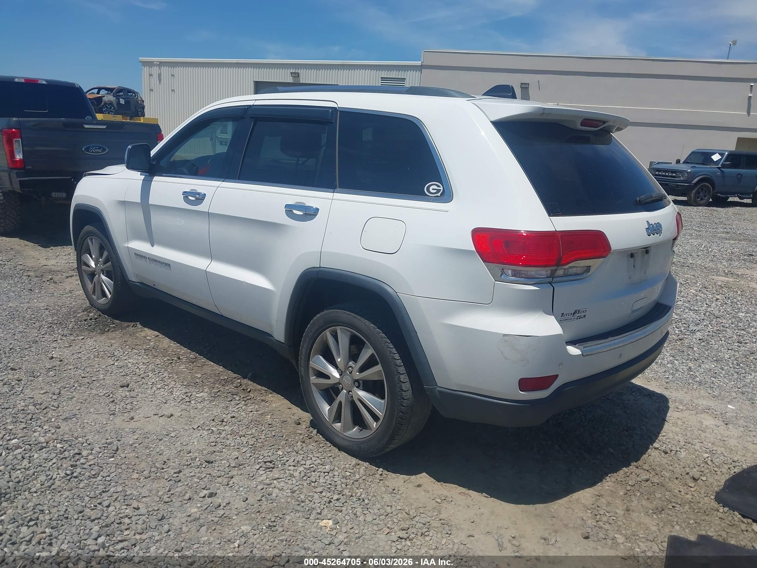 2015 Jeep Grand Cherokee Limited White vin: 1C4RJEBG5FC765448