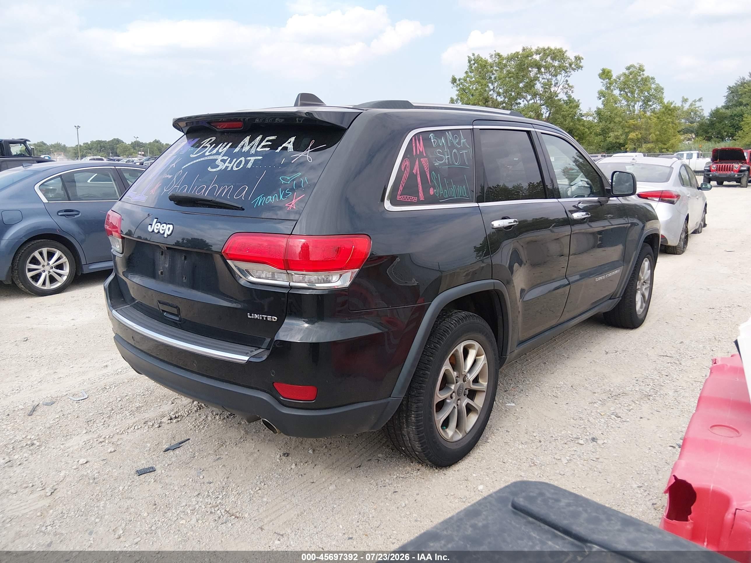 2014 Jeep Grand Cherokee Limited Black vin: 1C4RJEBG6EC180036