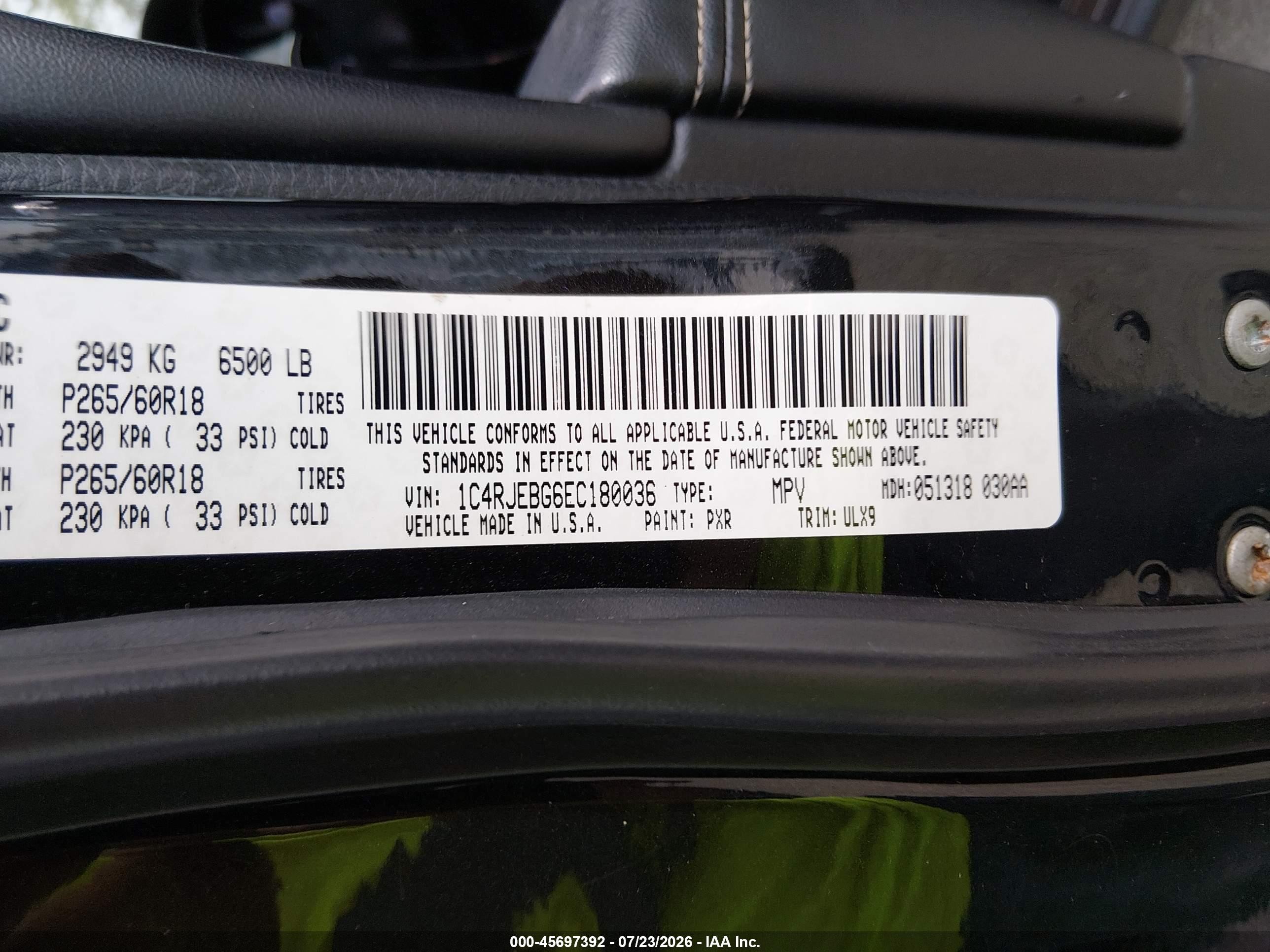 2014 Jeep Grand Cherokee Limited Black vin: 1C4RJEBG6EC180036