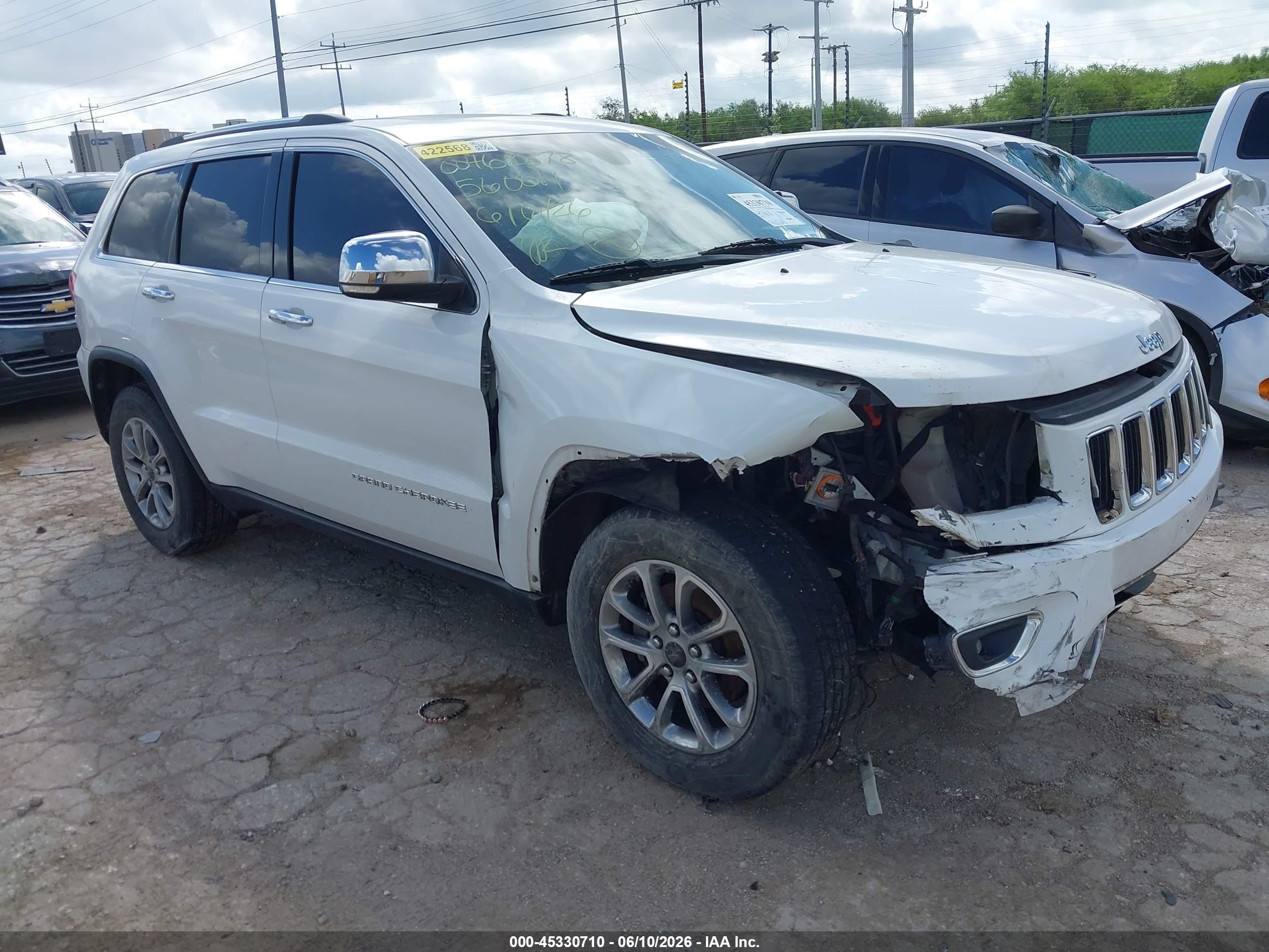 2014 Jeep Grand Cherokee Limited White vin: 1C4RJEBG6EC560011
