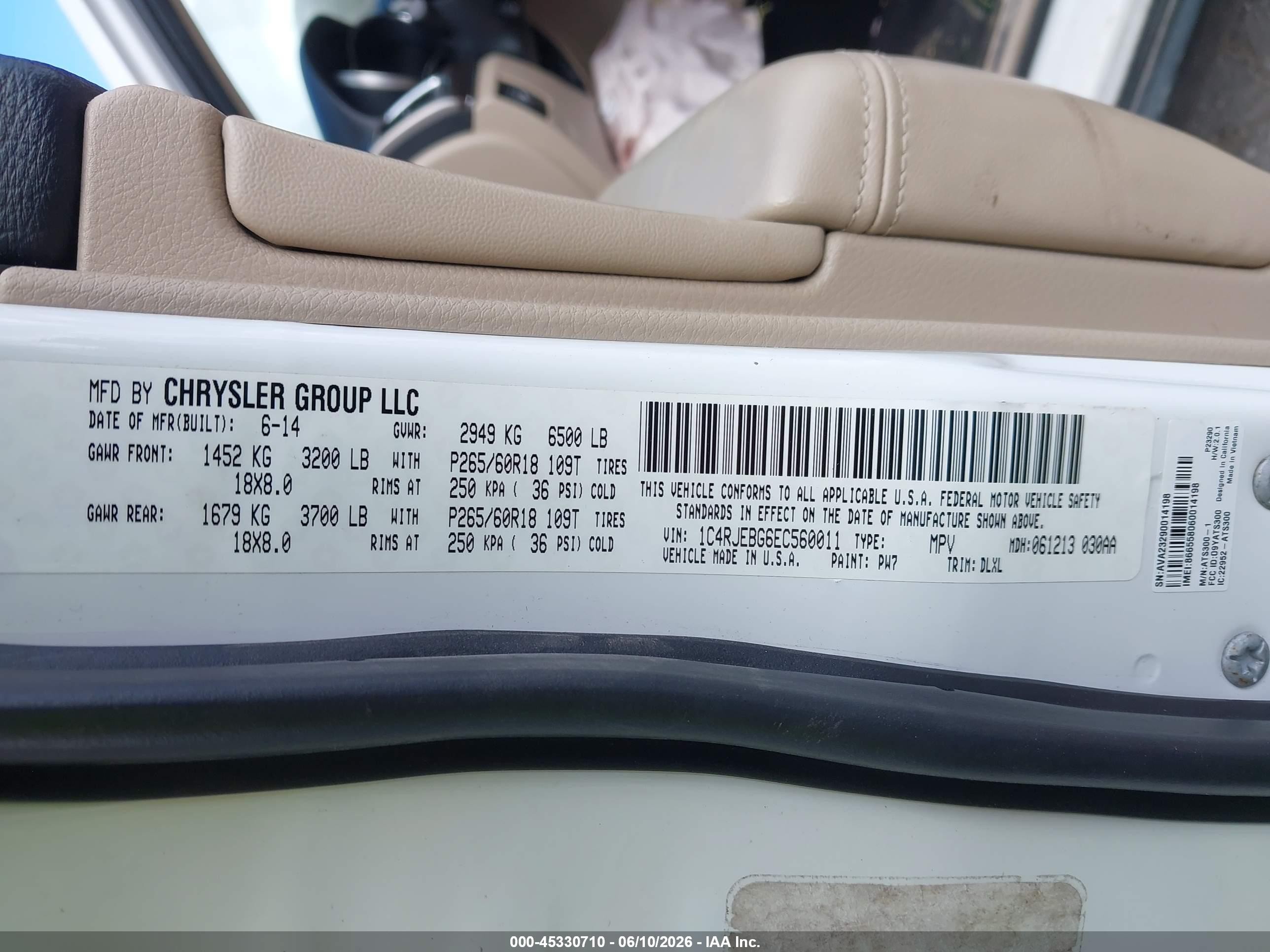 2014 Jeep Grand Cherokee Limited White vin: 1C4RJEBG6EC560011