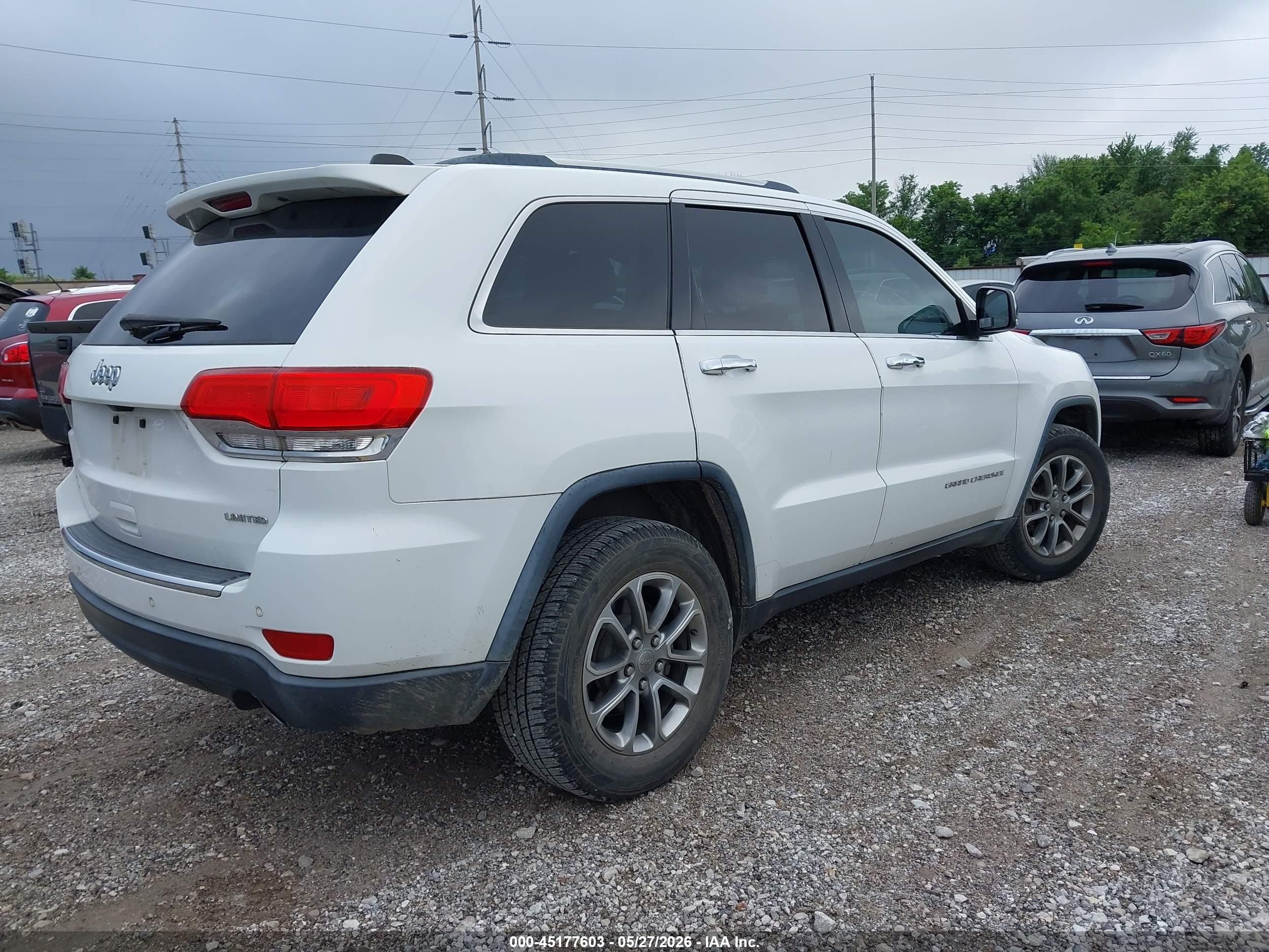 2015 Jeep Grand Cherokee Limited White vin: 1C4RJEBG6FC640068