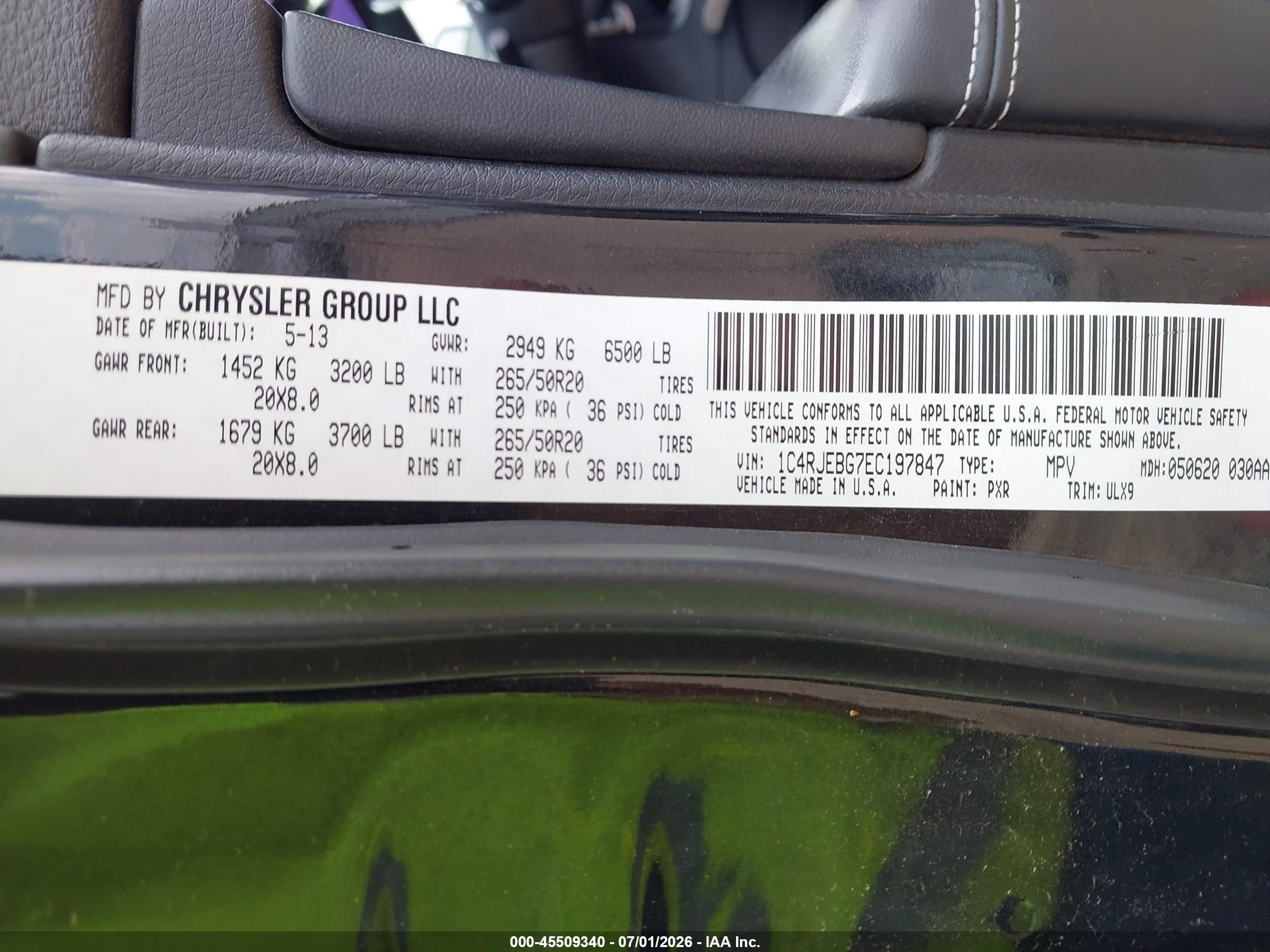 2014 Jeep Grand Cherokee Limited Black vin: 1C4RJEBG7EC197847
