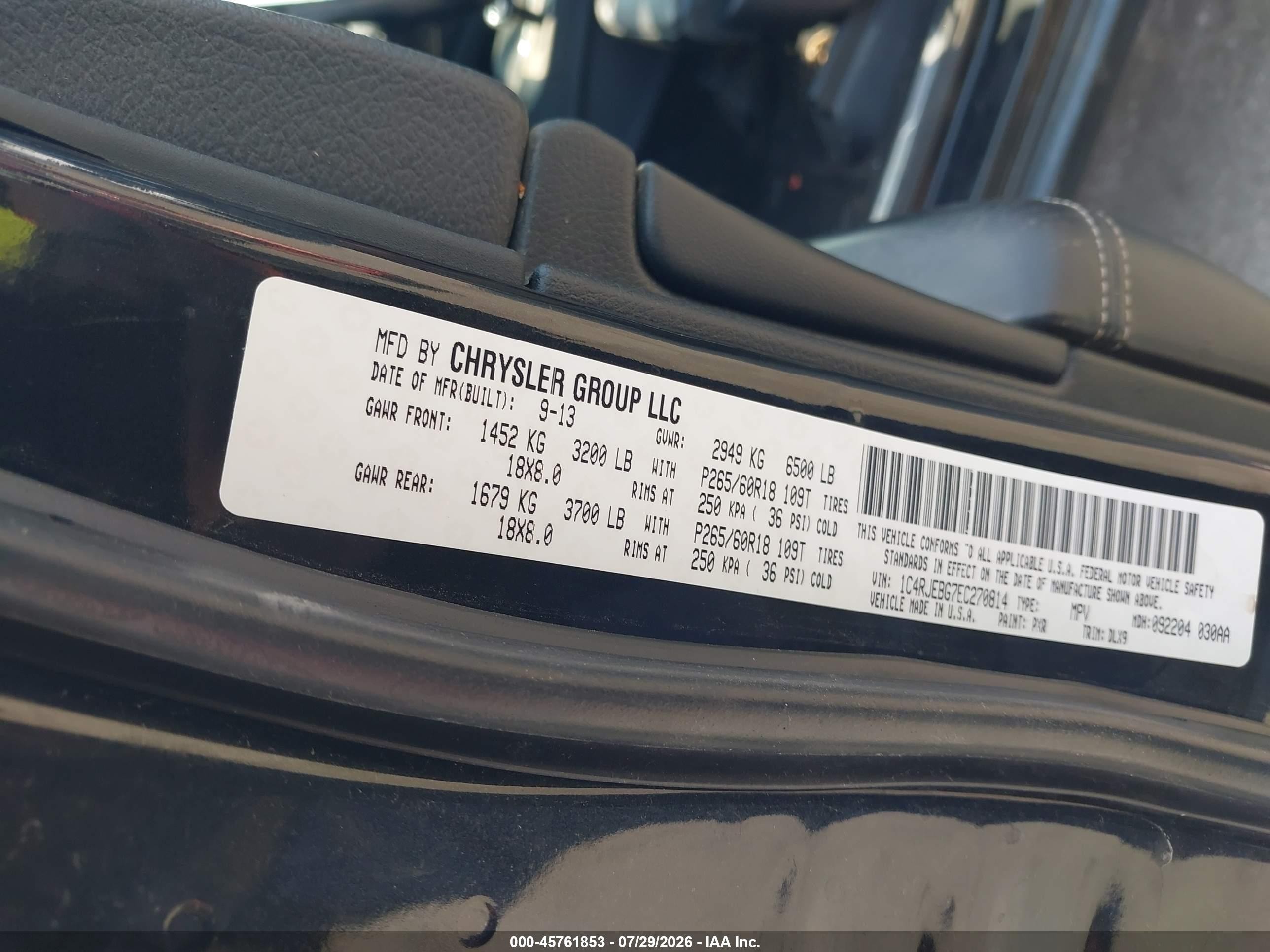 2014 Jeep Grand Cherokee Limited Black vin: 1C4RJEBG7EC270814