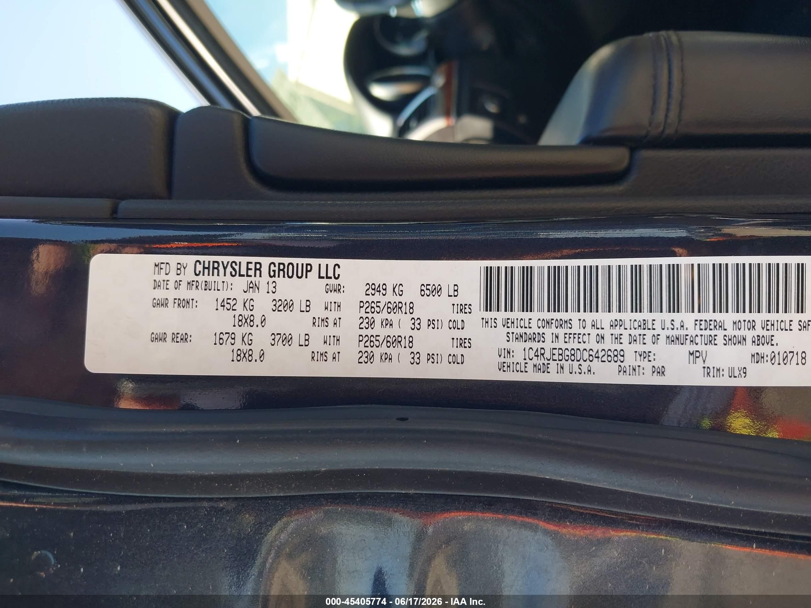 2013 Jeep Grand Cherokee Limited Black vin: 1C4RJEBG8DC642689