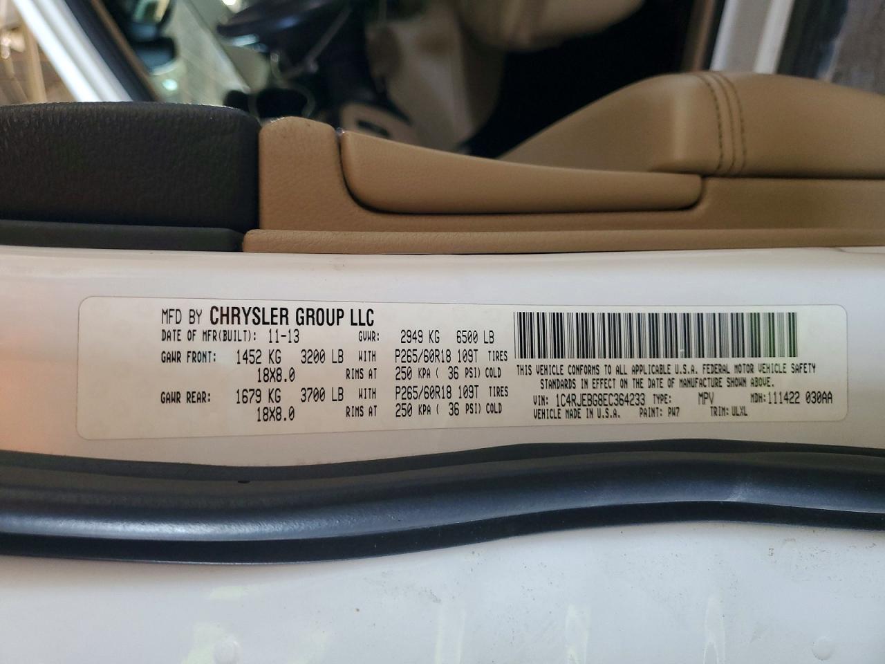 2014 Jeep Grand Cherokee Limited White vin: 1C4RJEBG8EC364233
