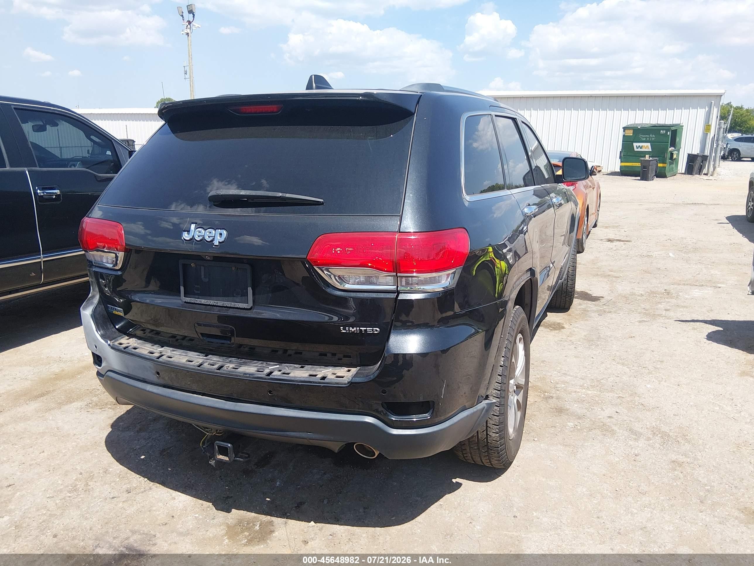 2015 Jeep Grand Cherokee Limited Black vin: 1C4RJEBG8FC218075
