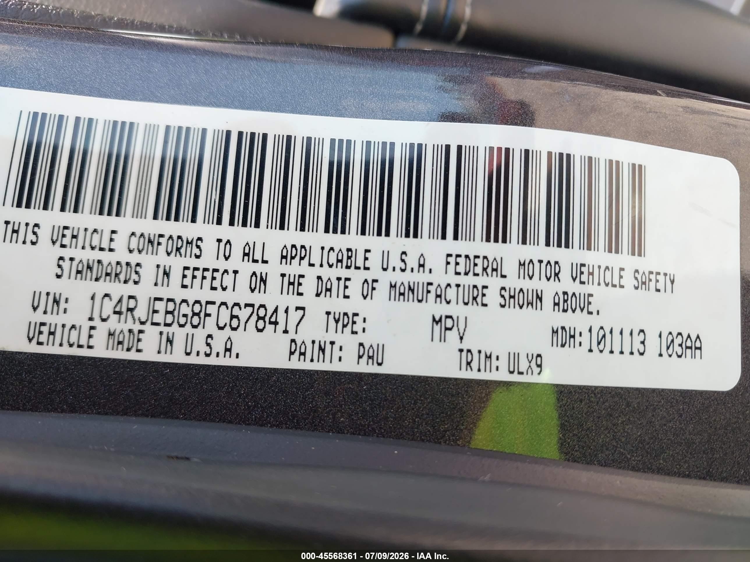 2015 Jeep Grand Cherokee Limited Gray vin: 1C4RJEBG8FC678417