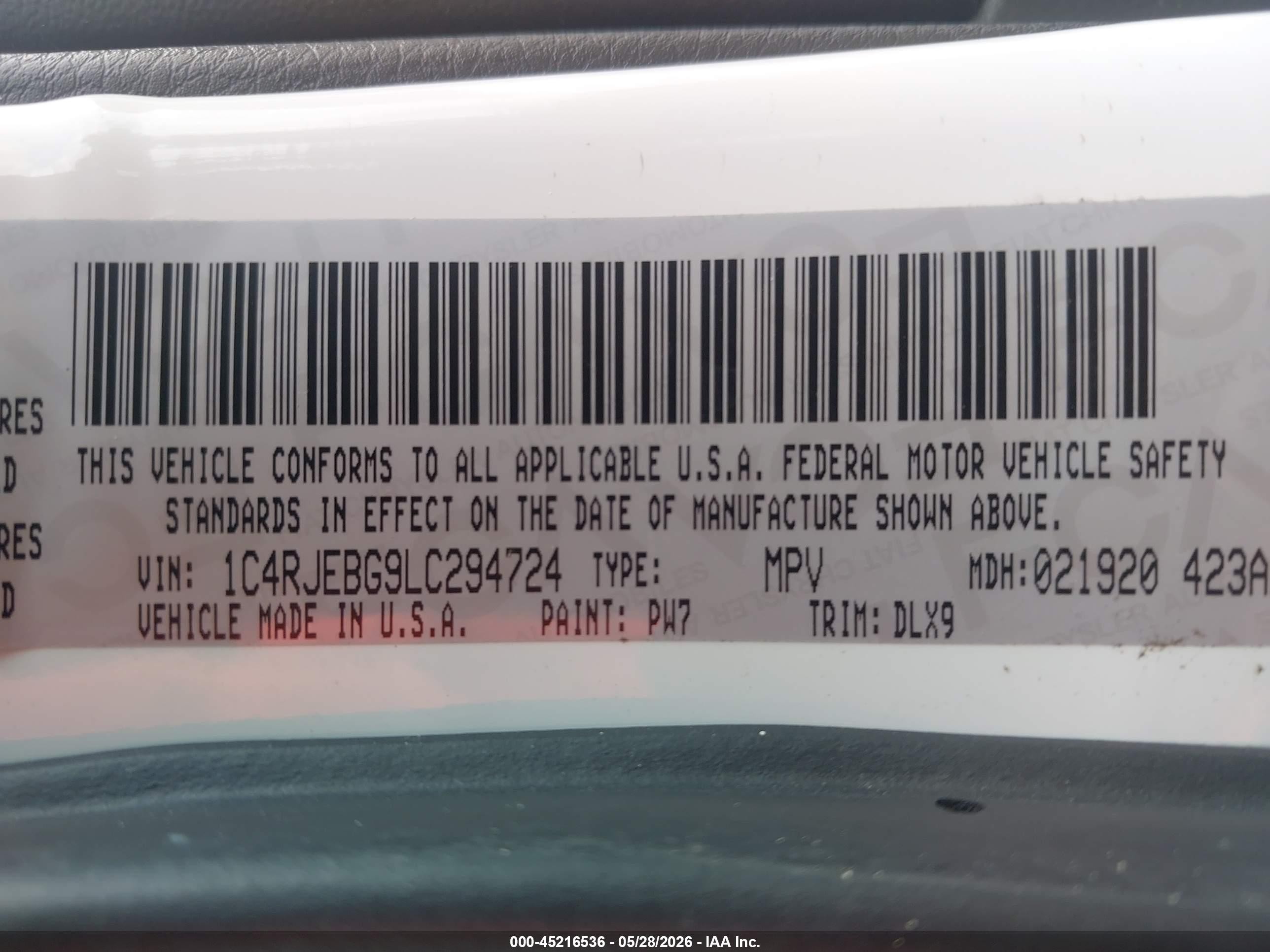 2020 Jeep Grand Cherokee Limited 4x2 White vin: 1C4RJEBG9LC294724