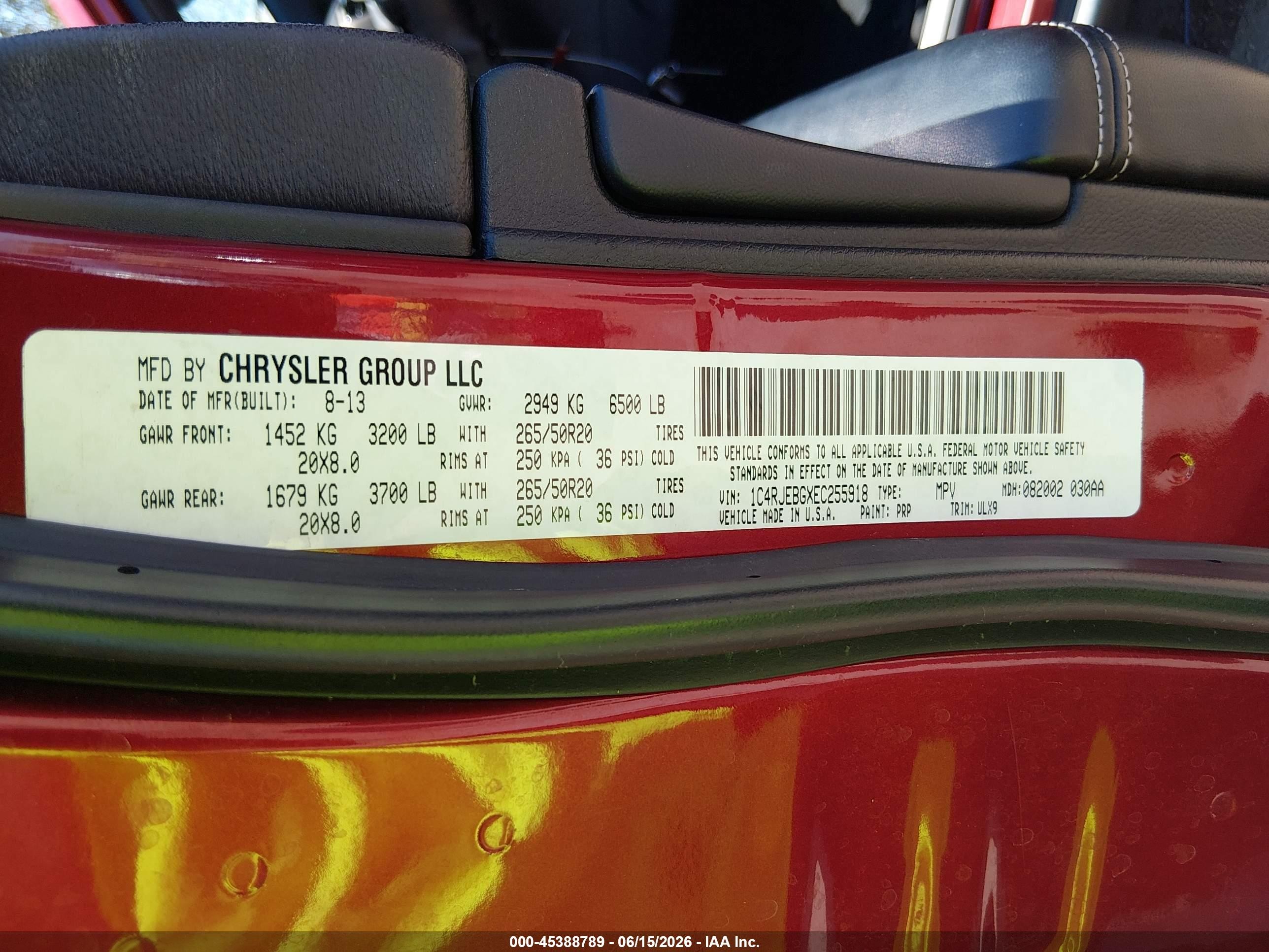 2014 Jeep Grand Cherokee Limited Red vin: 1C4RJEBGXEC255918