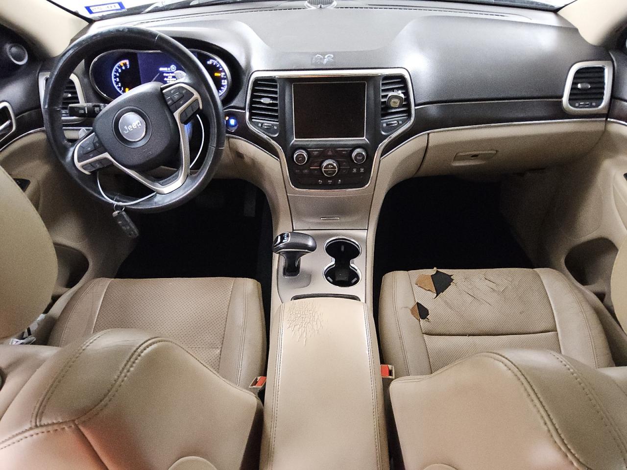 2014 Jeep Grand Cherokee Limited Black vin: 1C4RJEBT1EC192317 Damage: Right Front Seat Cushion, Torn, 9 To 10 Inches
