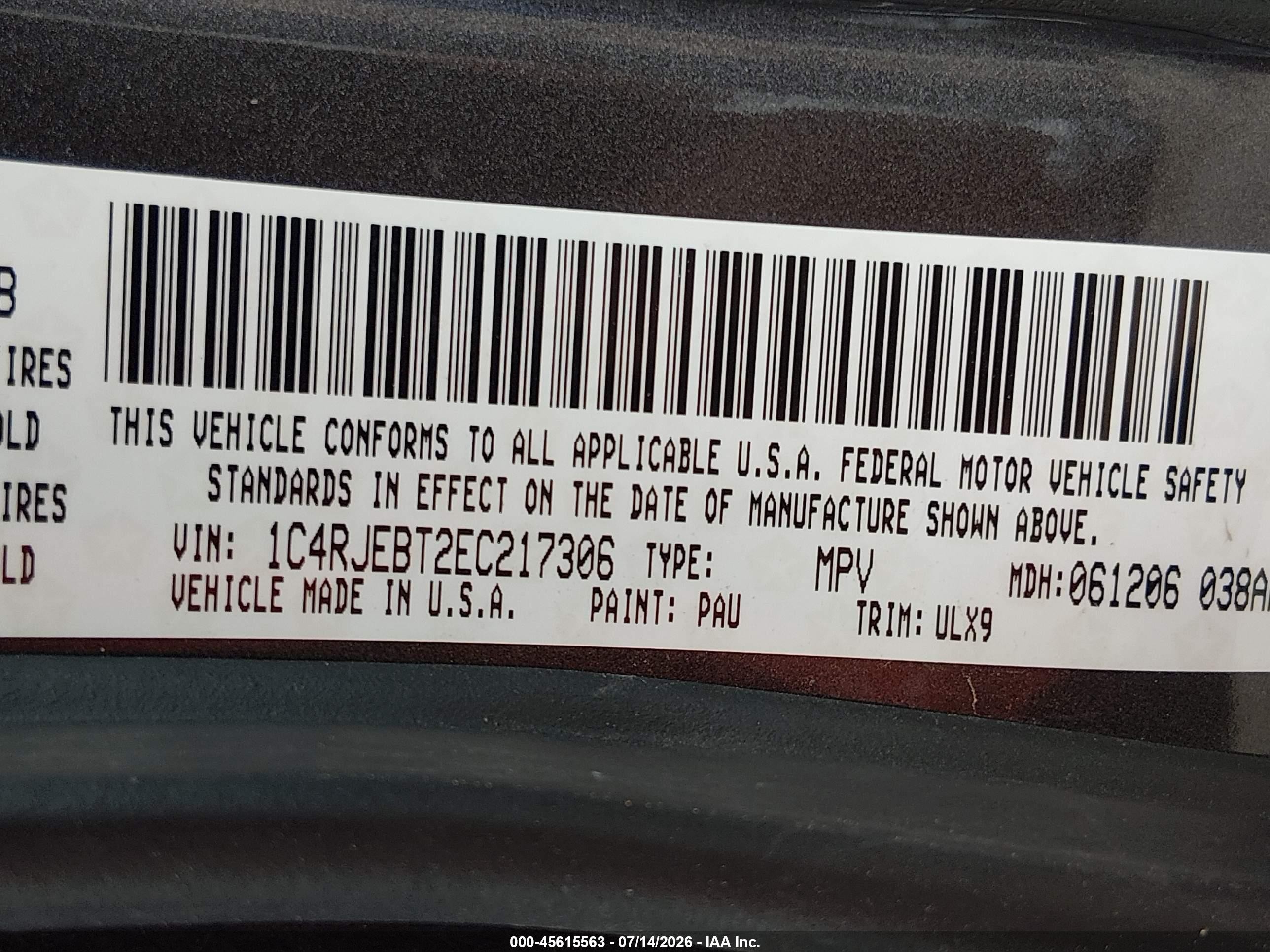 2014 Jeep Grand Cherokee Limited Black vin: 1C4RJEBT2EC217306