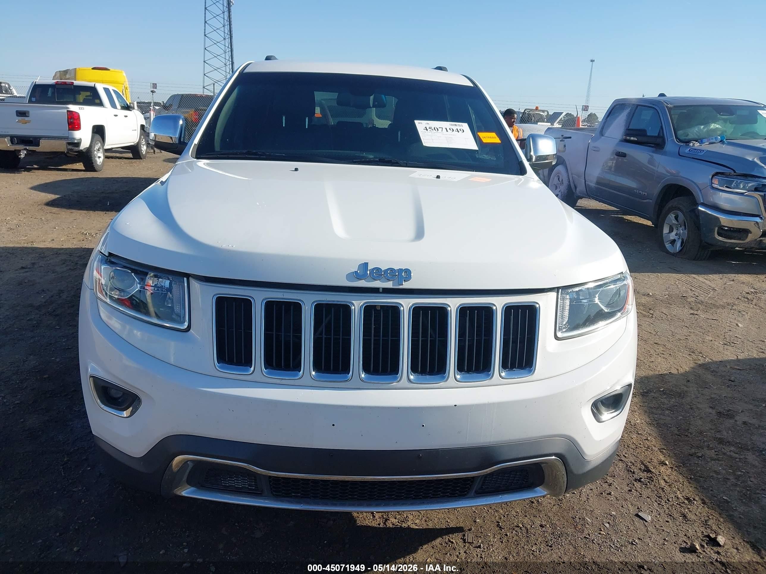 2014 Jeep Grand Cherokee Limited White vin: 1C4RJEBT6EC141573