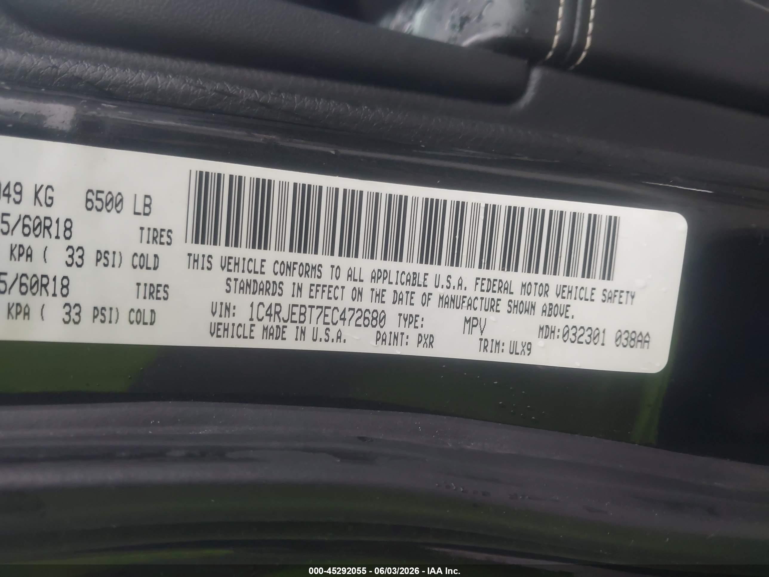 2014 Jeep Grand Cherokee Limited Black vin: 1C4RJEBT7EC472680