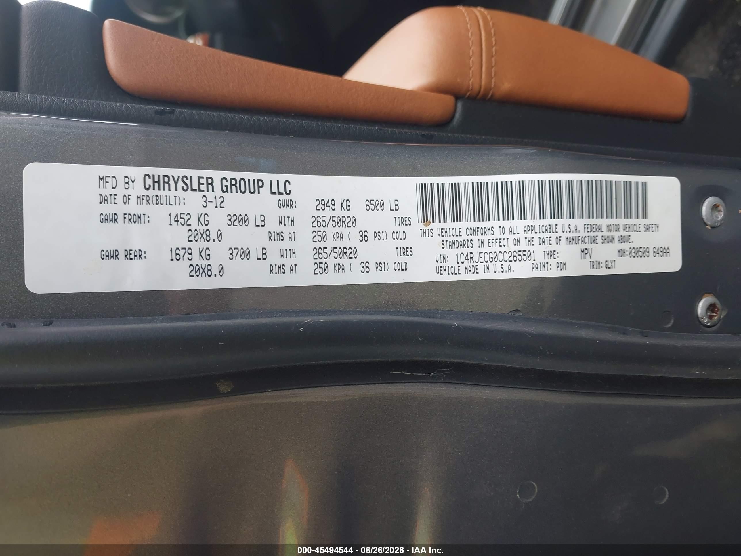 2012 Jeep Grand Cherokee Overland Gray vin: 1C4RJECG0CC265501