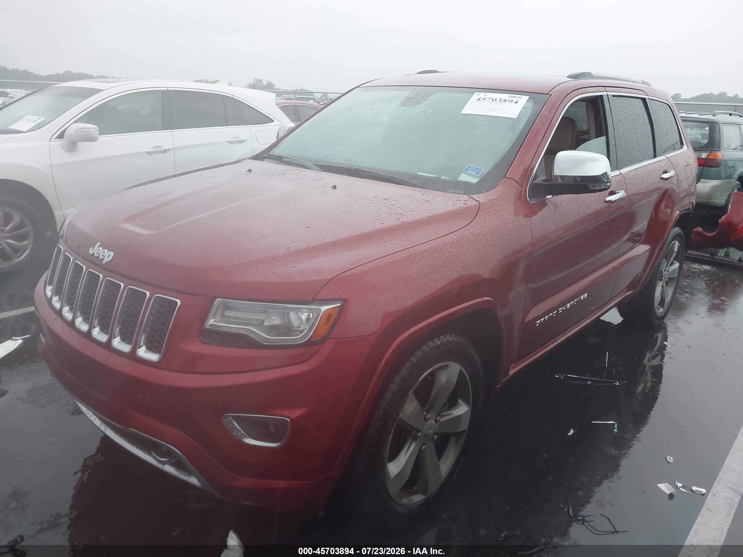 2014 Jeep Grand Cherokee Overland Red vin: 1C4RJECG2EC216853