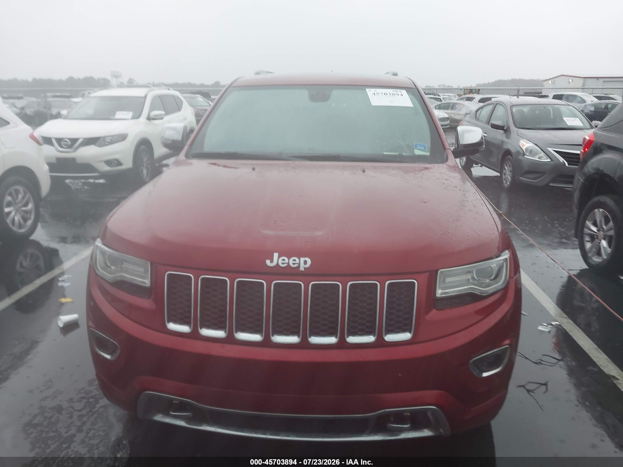 2014 Jeep Grand Cherokee Overland Red vin: 1C4RJECG2EC216853