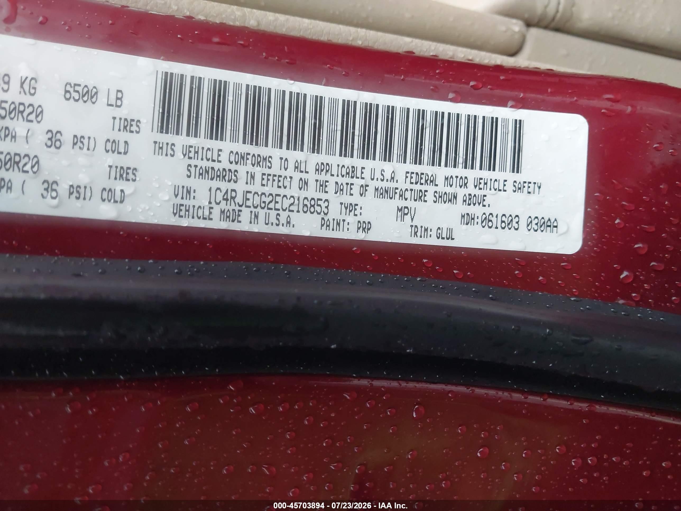 2014 Jeep Grand Cherokee Overland Red vin: 1C4RJECG2EC216853