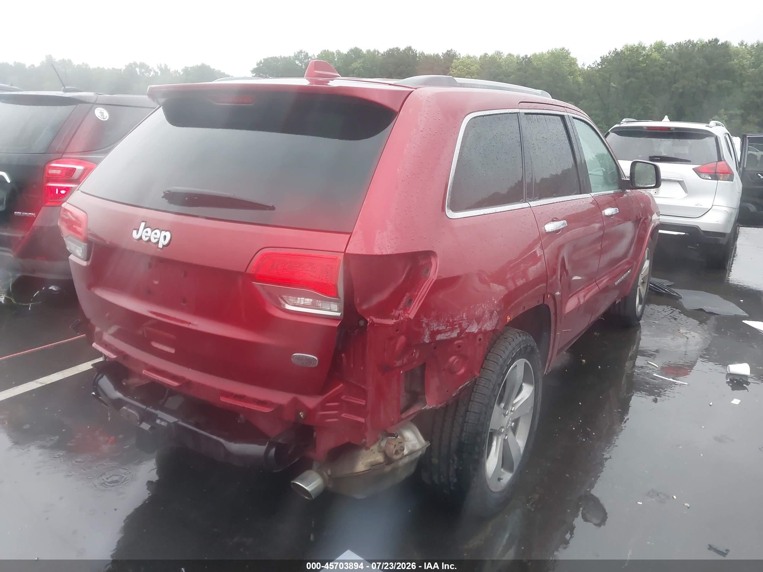 2014 Jeep Grand Cherokee Overland Red vin: 1C4RJECG2EC216853