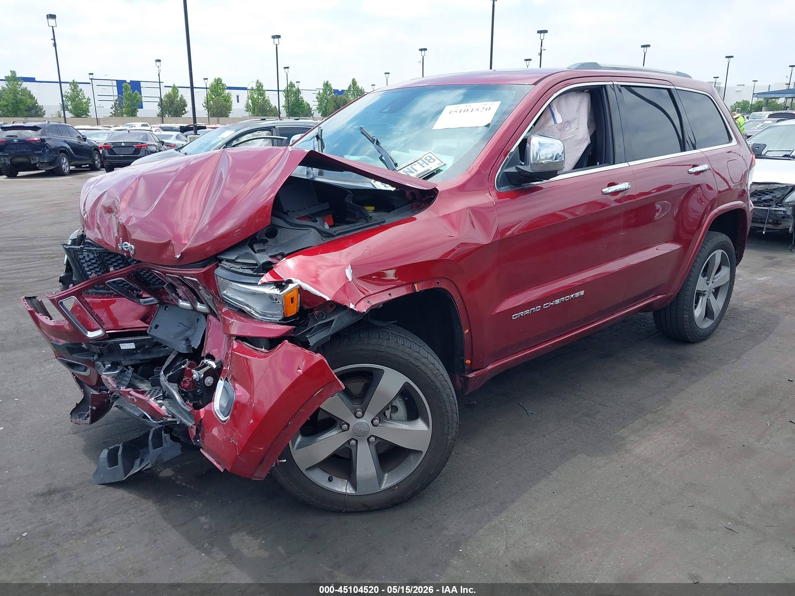 2015 Jeep Grand Cherokee Overland Red vin: 1C4RJECG2FC113403
