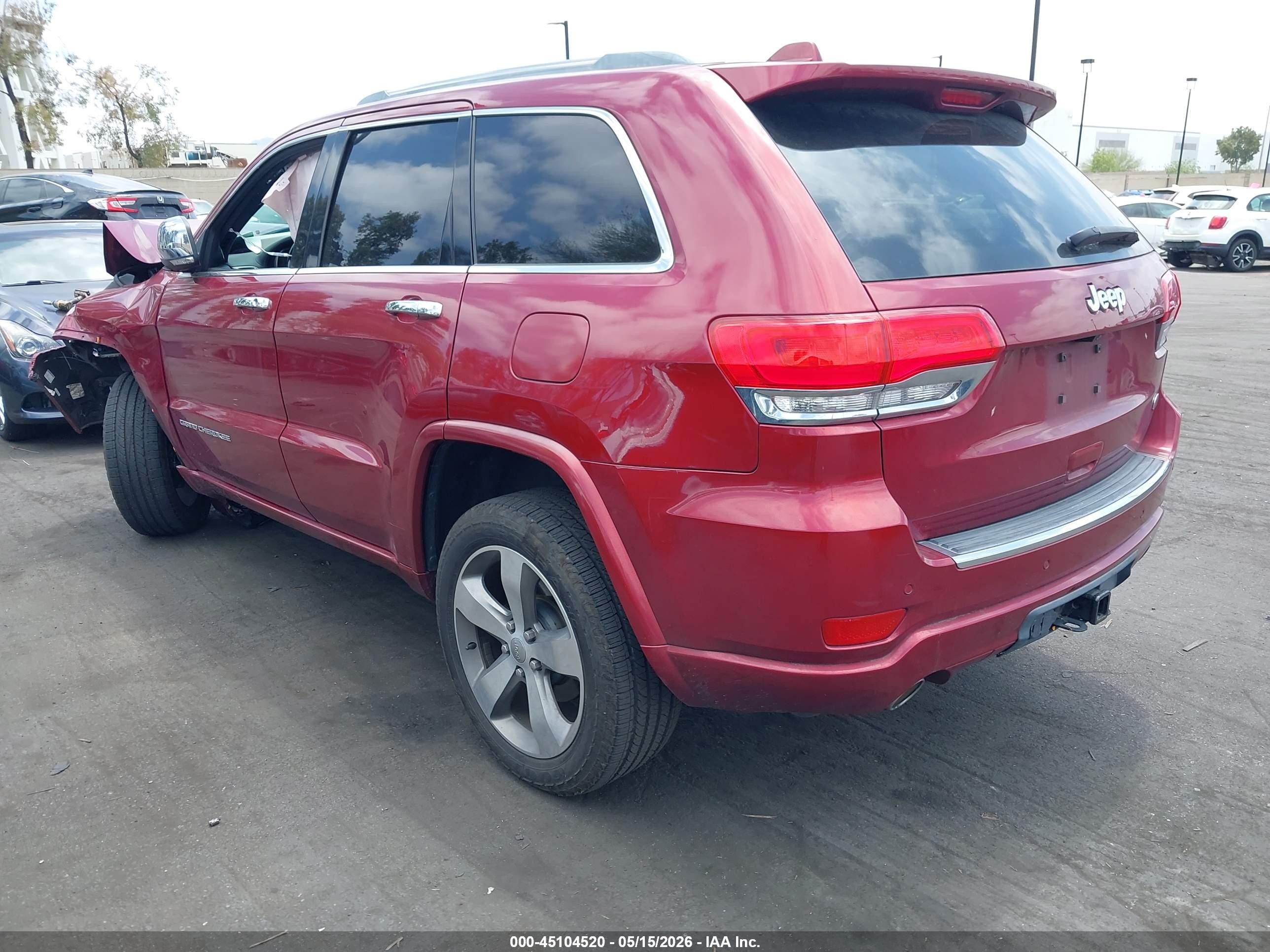 2015 Jeep Grand Cherokee Overland Red vin: 1C4RJECG2FC113403