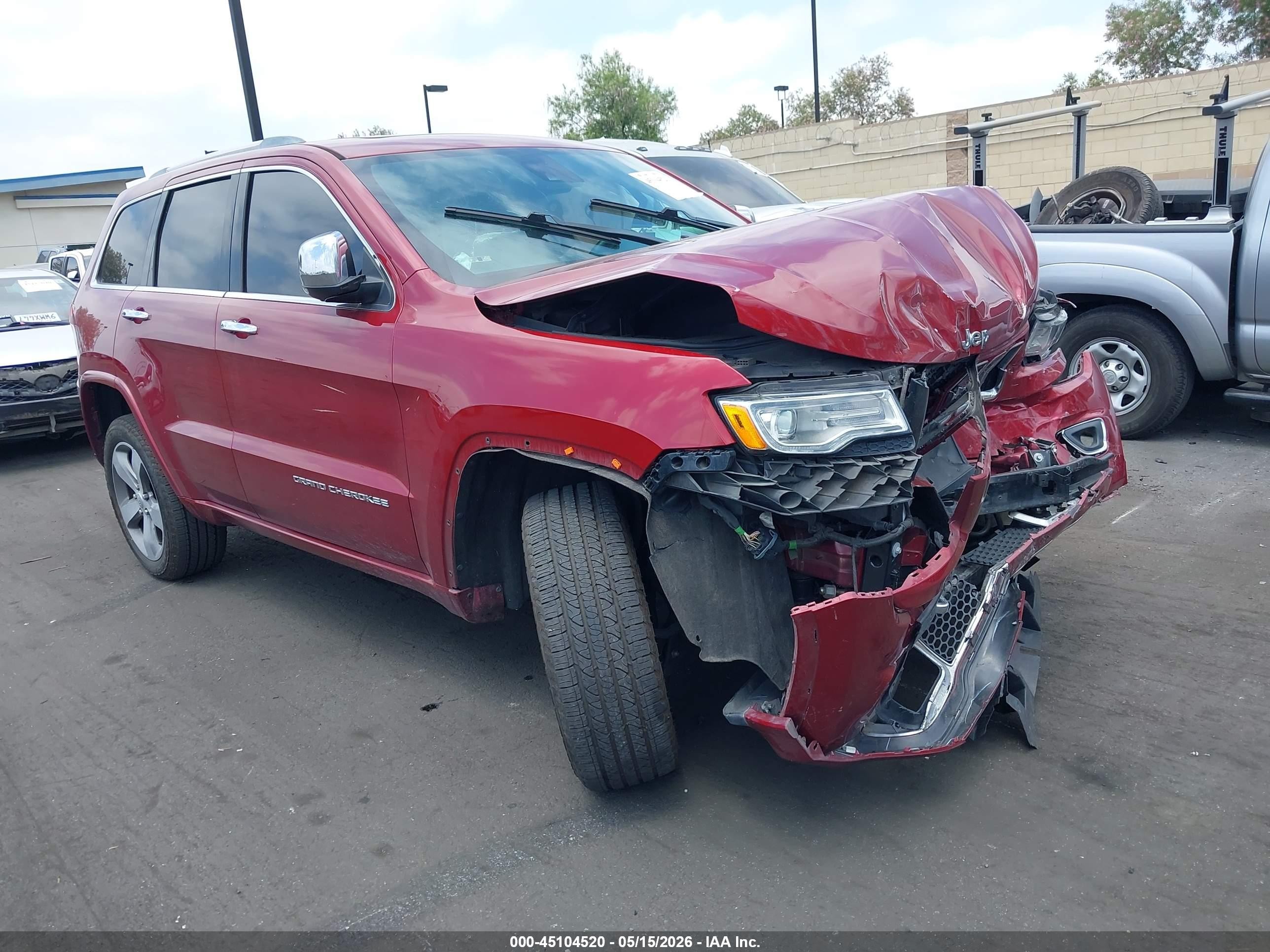 2015 Jeep Grand Cherokee Overland Red vin: 1C4RJECG2FC113403