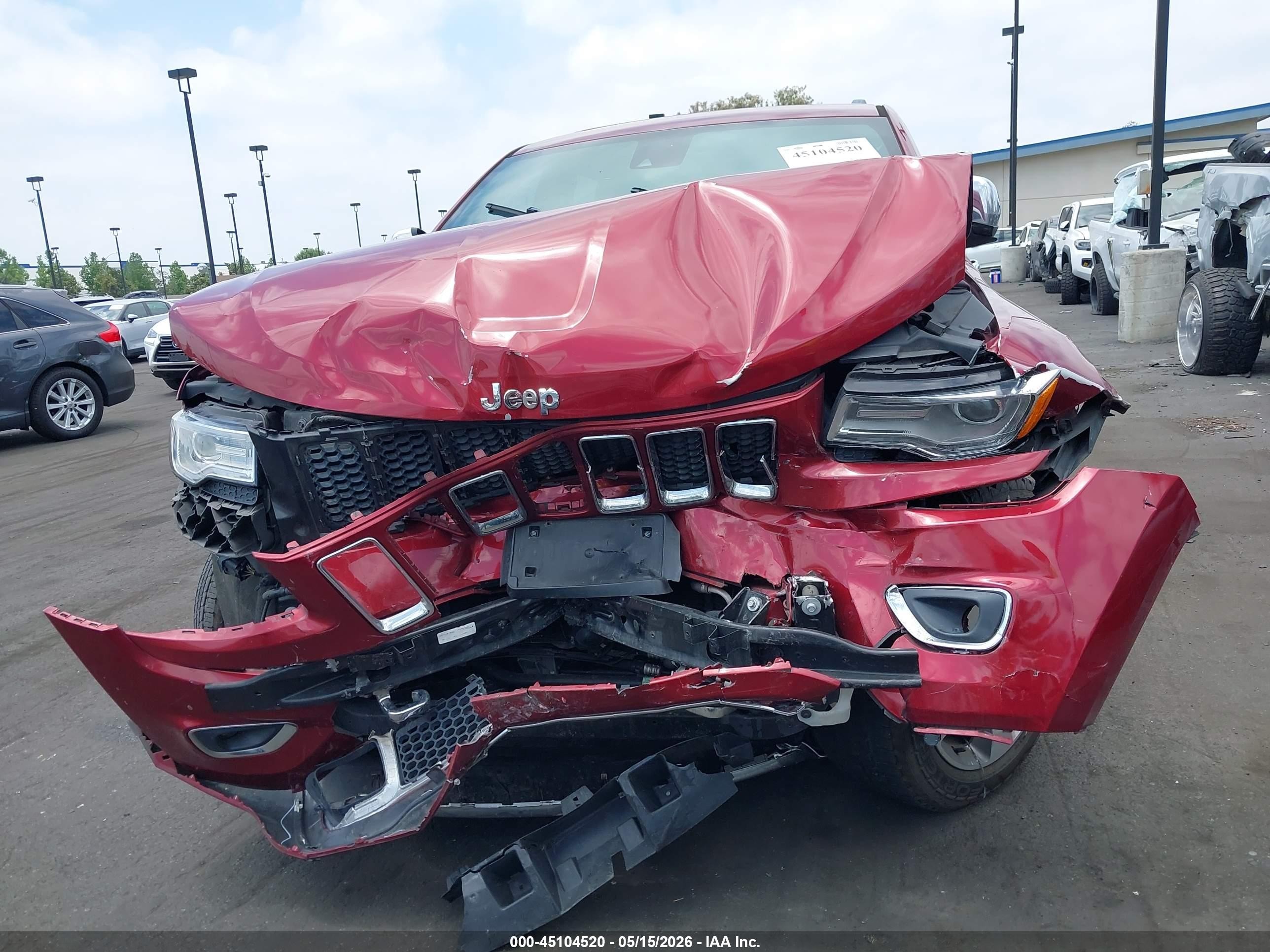 2015 Jeep Grand Cherokee Overland Red vin: 1C4RJECG2FC113403