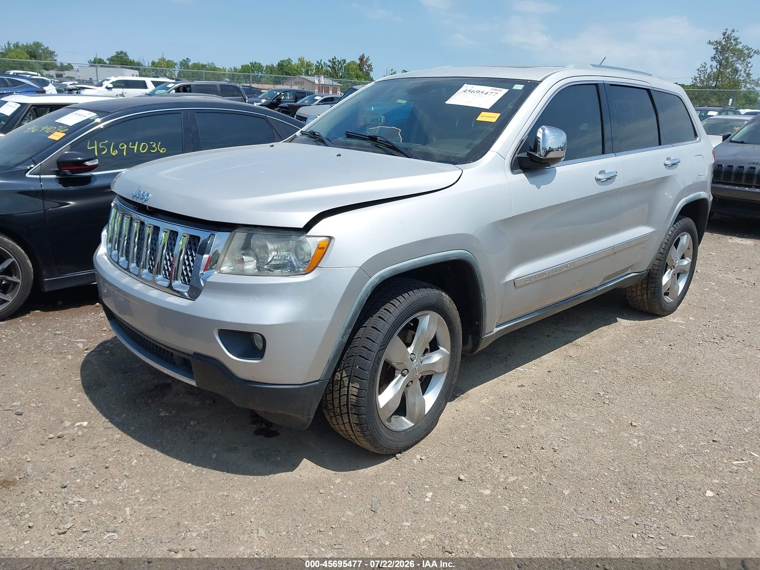 2012 Jeep Grand Cherokee Overland Silver vin: 1C4RJECG3CC204384