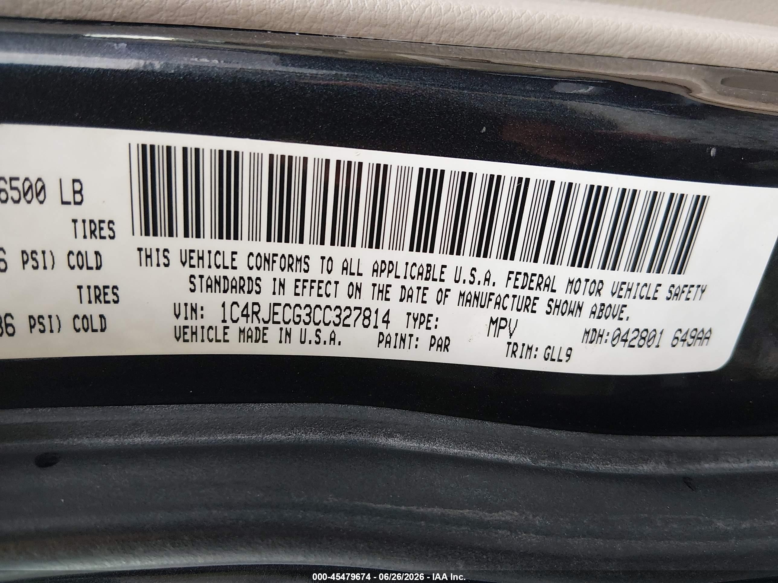 2012 Jeep Grand Cherokee Overland Black vin: 1C4RJECG3CC327814